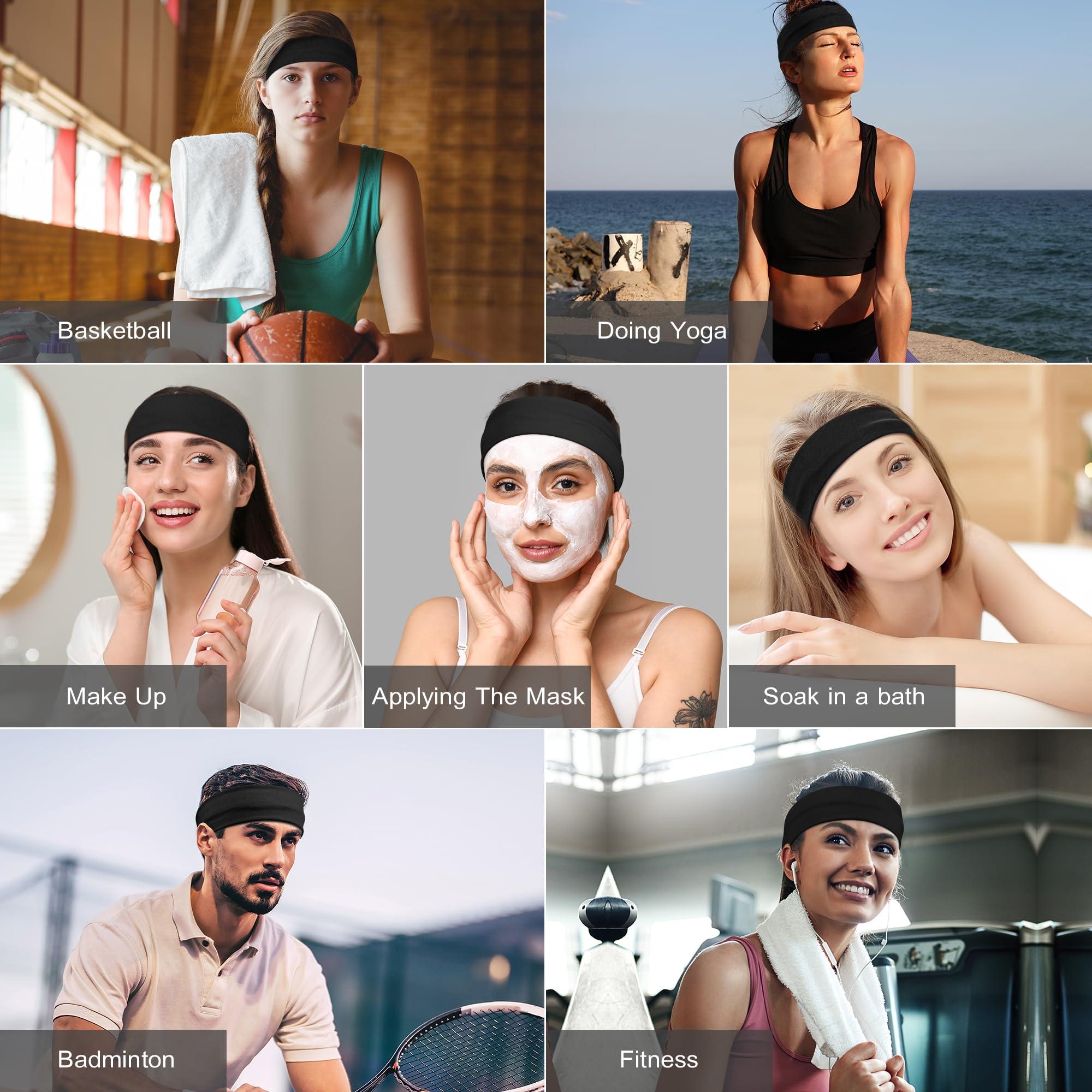 8 Pack Headbands for Women Non Slip - Stylish Sports Hair Bands for Women's Hair - Soft Cotton Cloth Stretchy Headbands for Women for Yoga, Outdoor Exercise Running - Image 4