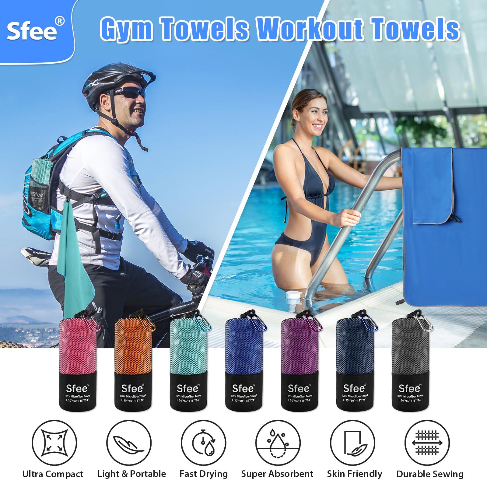 Sfee 2 Pack Microfiber Travel Towel, Quick Dry Towel Camping Beach Towel Super Absorbent Compact Lightweight Sports Gym Towels Set for Beach, Gym, Hiking, Pool, Backpacking, Bath, Yoga - Image 5