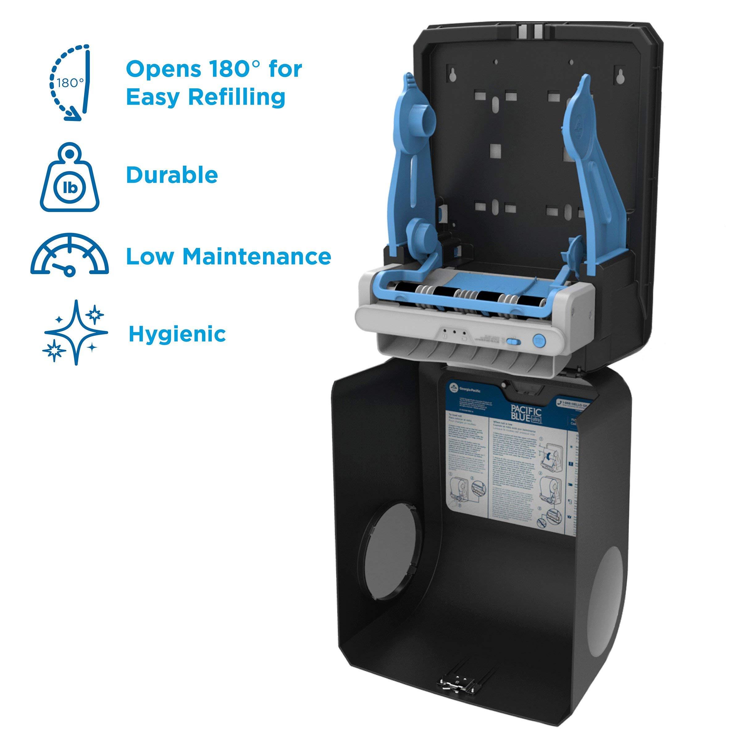 Pacific Blue Ultra 8" High-Capacity Automated Touchless Paper Towel Dispenser by GP PRO (Georgia-Pacific); Black; 59590; 12.9" W x 9" D x 16" H; 1 Dispenser - Image 5