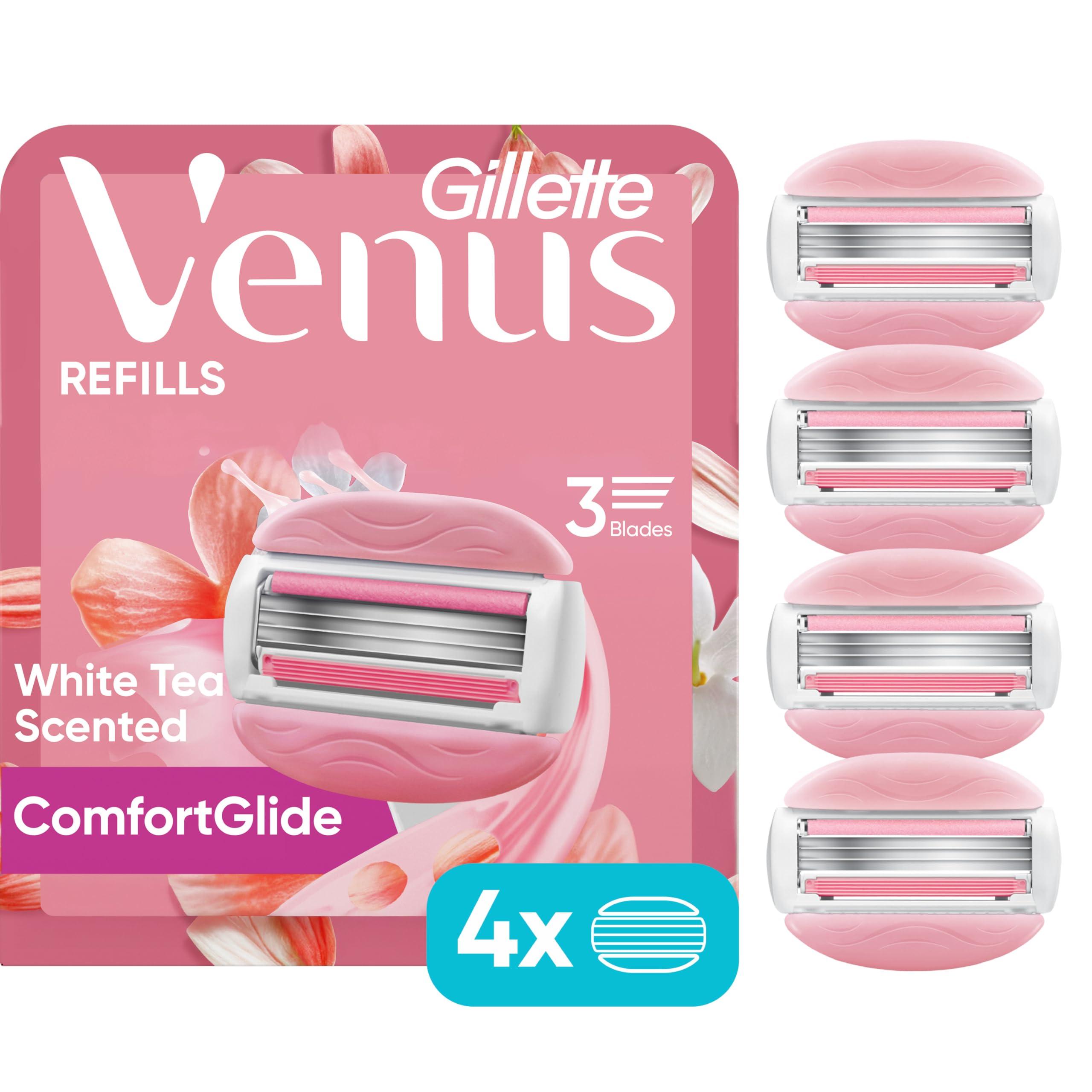 Gillette Venus ComfortGlide White Tea Women's Razor Refills, 4 Refill Cartridges, Fits Venus Reusable Razor Handles, 3-Bladed with Built-in Shave Gel Bars - Image 9