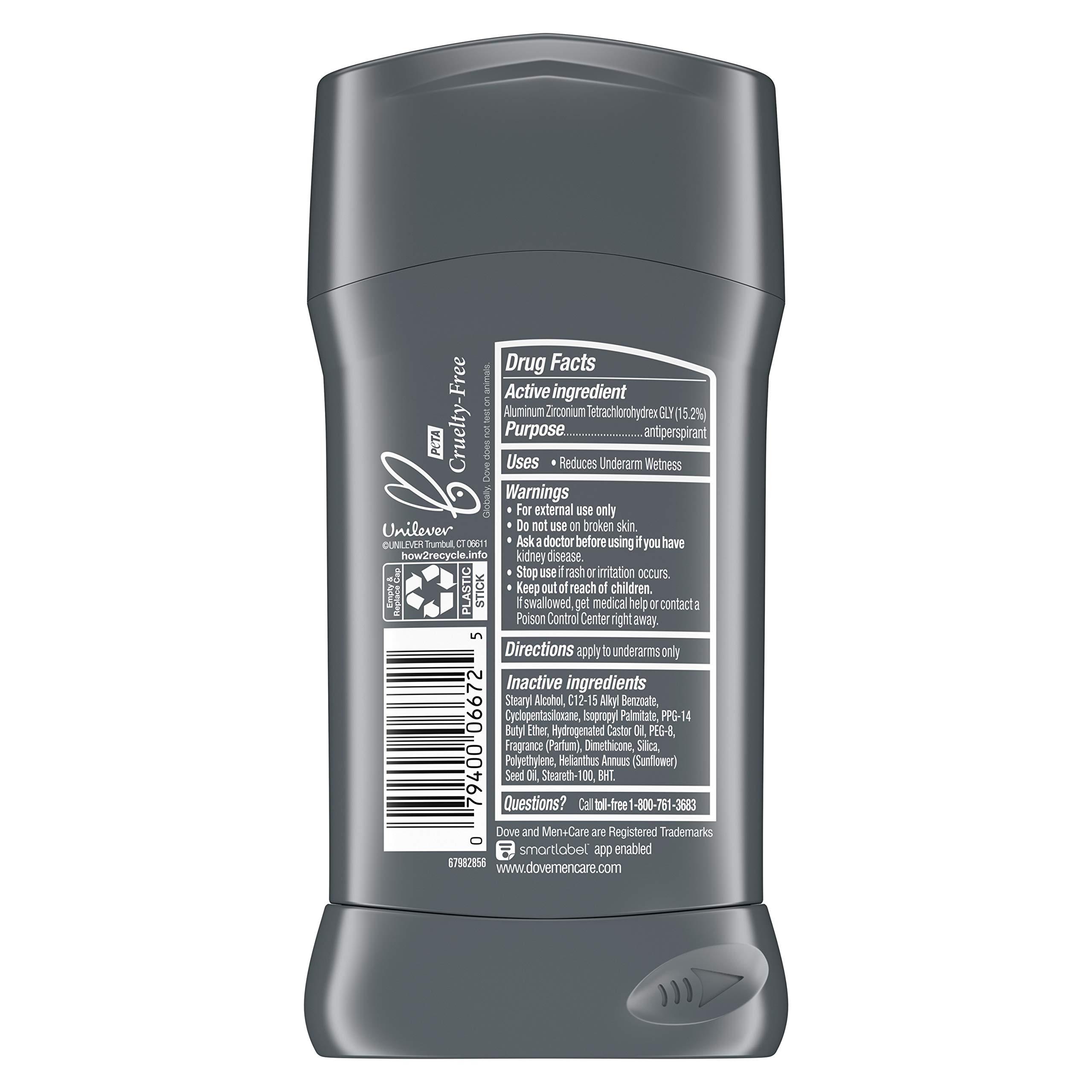 Dove Men + Care Antiperspirant Deodorant, 72hr Sweat & Odor Protection, Vitamin E, Triple Moisturizer, 4 Pack - Image 2
