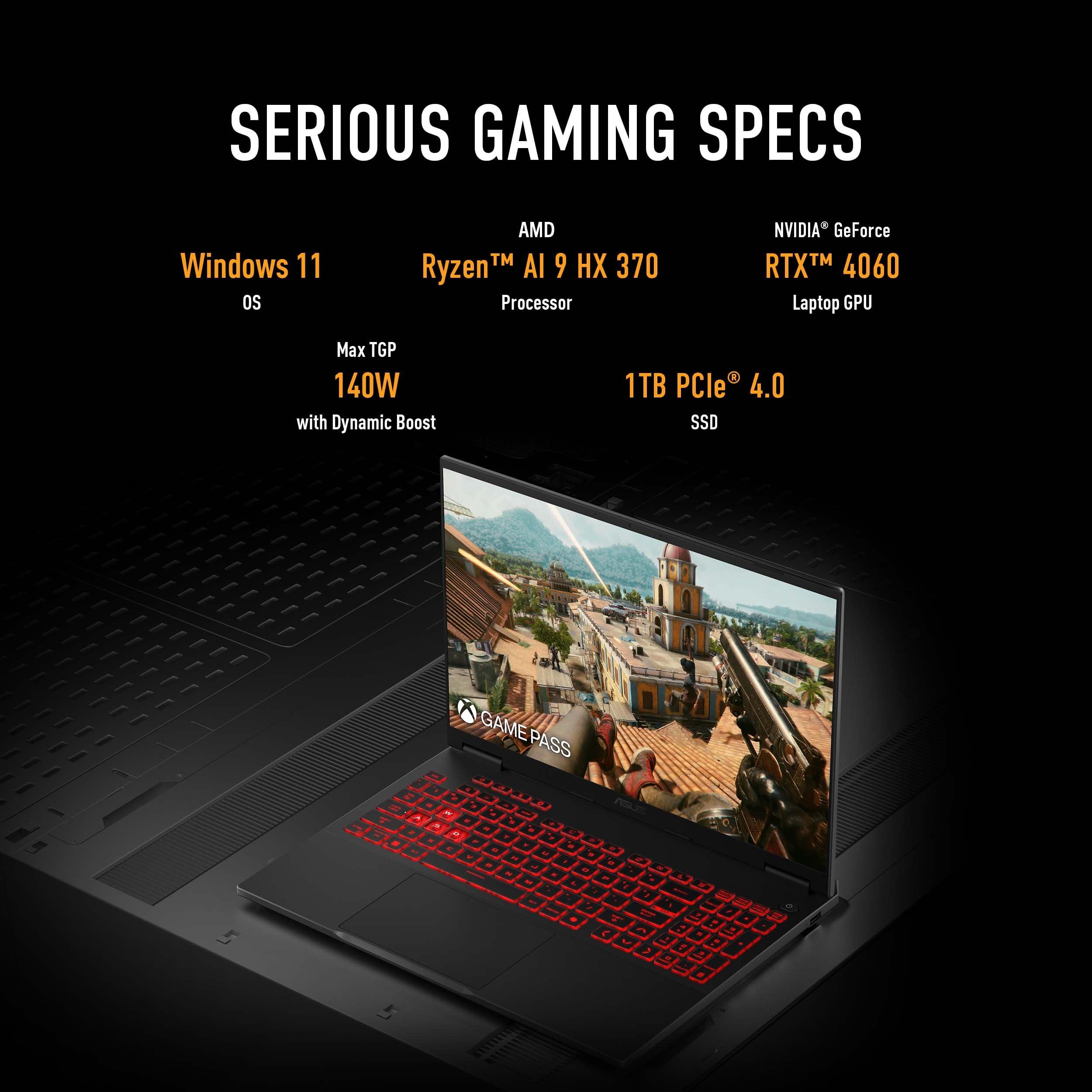 ASUS TUF Gaming A16 (2024) Copilot+ PC Gaming Laptop, 16” 16:10 165Hz Display, AMD Ryzen AI 9 HX 370, NVIDIA® GeForce RTX 4060, 32GB LPDDR5X, 1TB PCIe Gen 4.0 SSD, Wi-Fi 6E, Windows 11, FA608WV-AB96 - Image 2