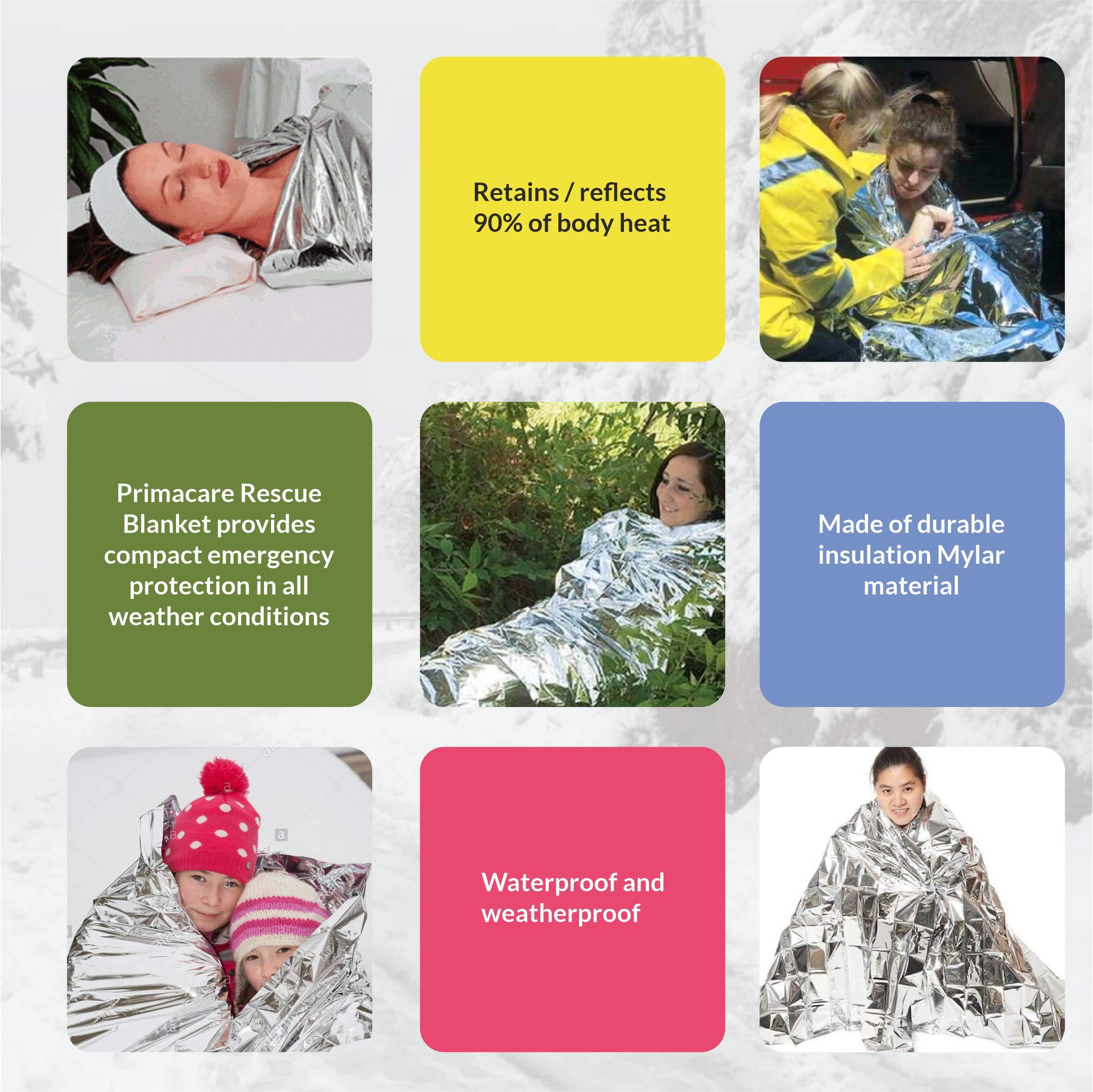 Primacare HB-10 Emergency Foil Mylar Thermal Blanket (Pack of 10), 52" Length x 84" Width, Silver - Image 4