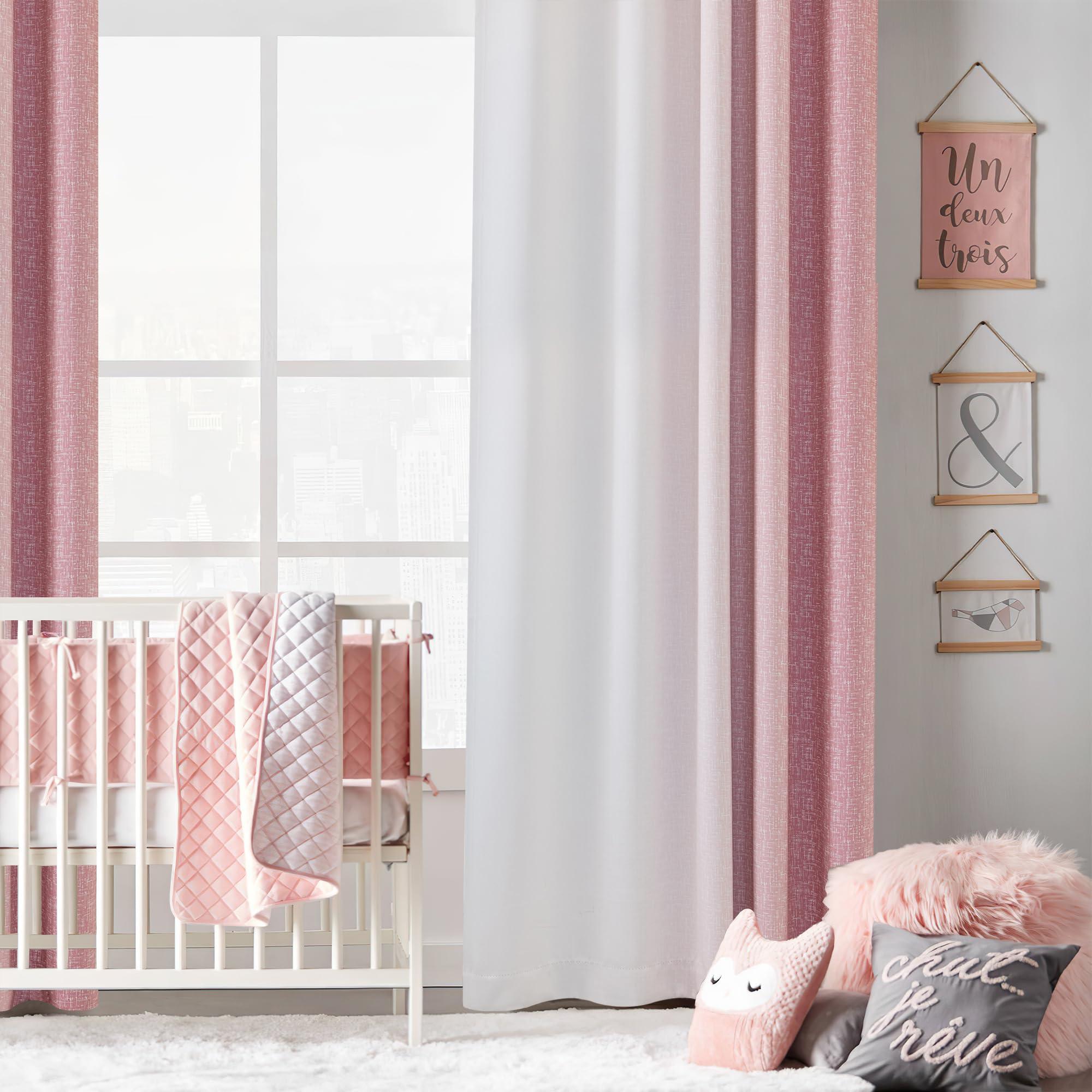Geomoroccan Ombre 100% Blackout Curtains 84 Inches Long 2 Panels for Girls Bedroom Living Room Pink White Gradient Patterned Room Darkening Thermal Insulated Rod Pocket Window Treatment Drapes - Image 7