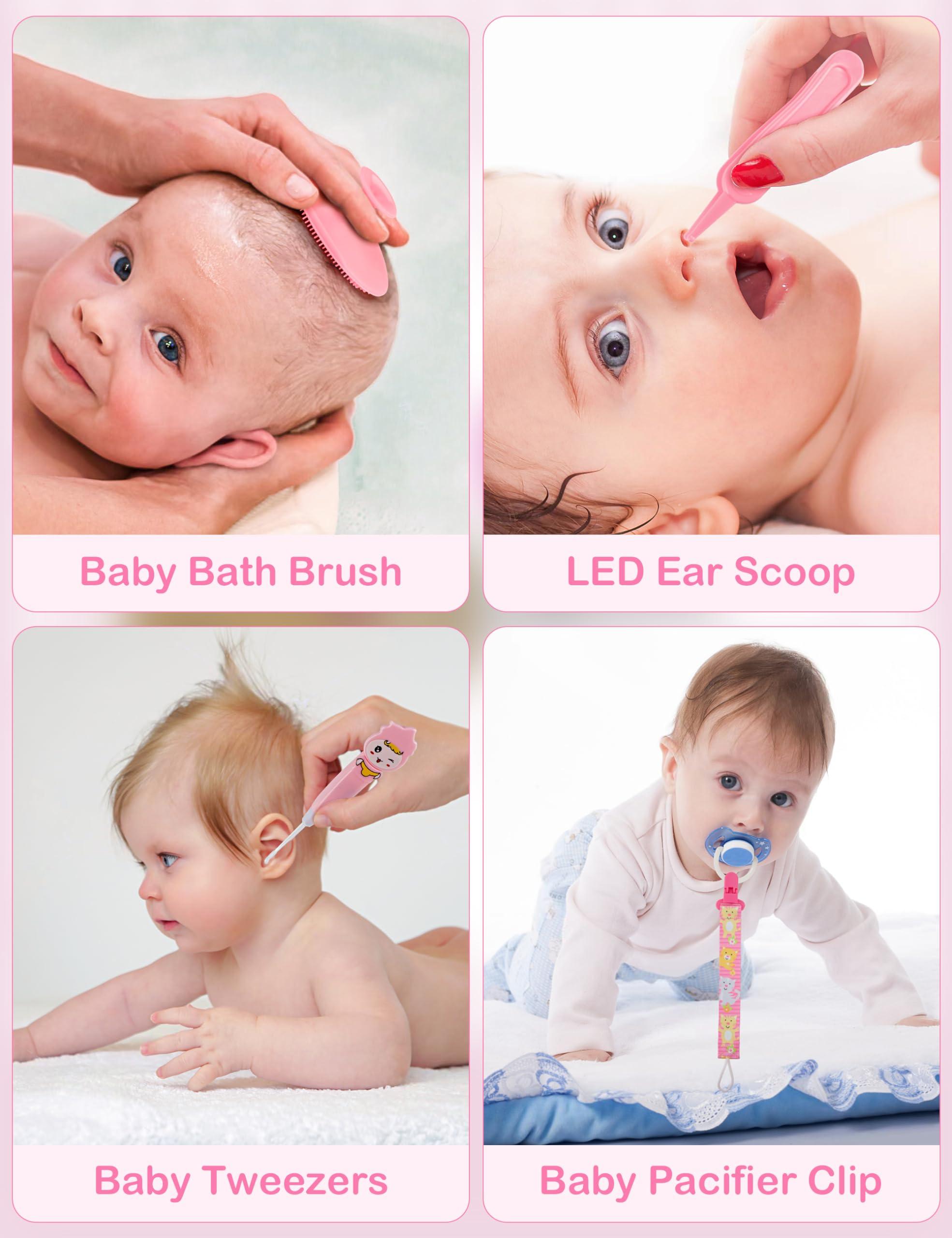 Bokhot Baby Healthcare and Grooming Kit 15 in 1, Safe Baby Grooming Kit Newborn Girl Boy Essentials, Portable Baby Care Set Nursery Shower Gift for Infant Baby Registry Search, Pink - Image 6