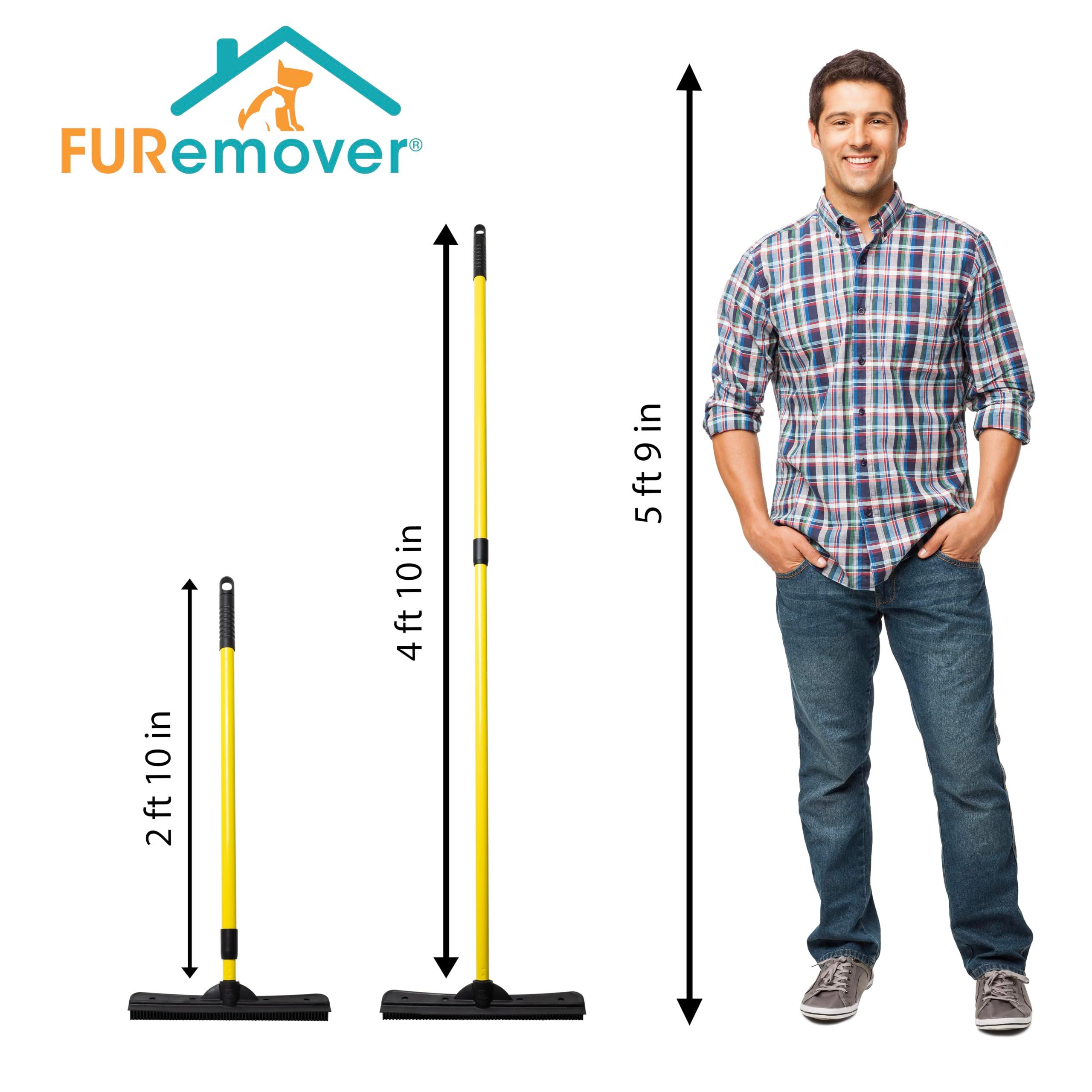 FURemover Original Pet Hair Rubber Broom with Squeegee, with 58" Telescopic Handle for Carpet, Tile and Hardwood - Image 3