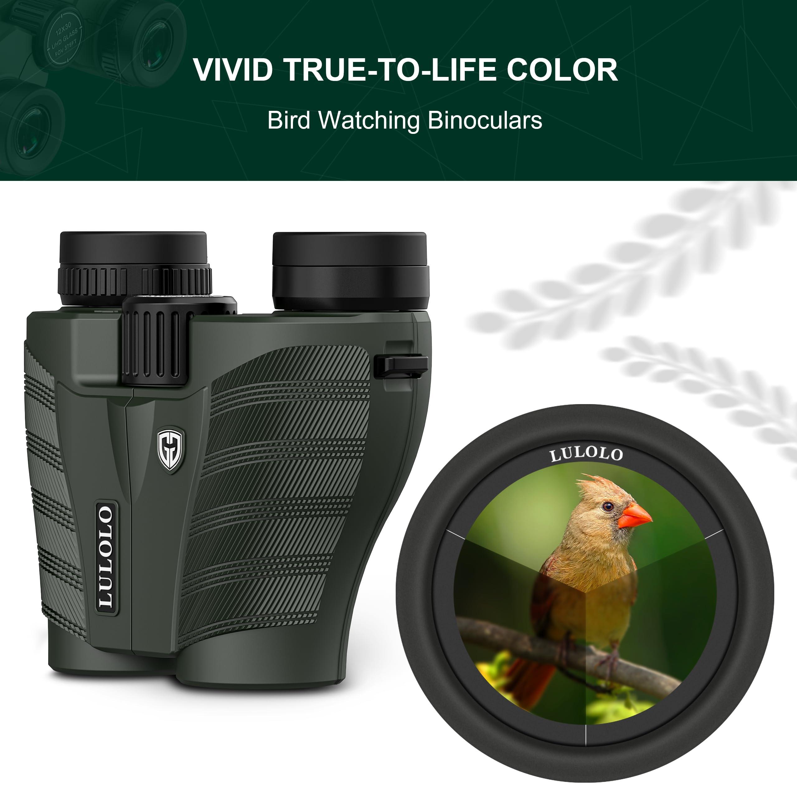 12x30 Compact HD Binoculars for Adults High Powered - Large View Binoculars with Clear Low Light Vision - Super Bright Lightweight & Waterproof Binocular for Bird Watching Travel Hunting - Image 3