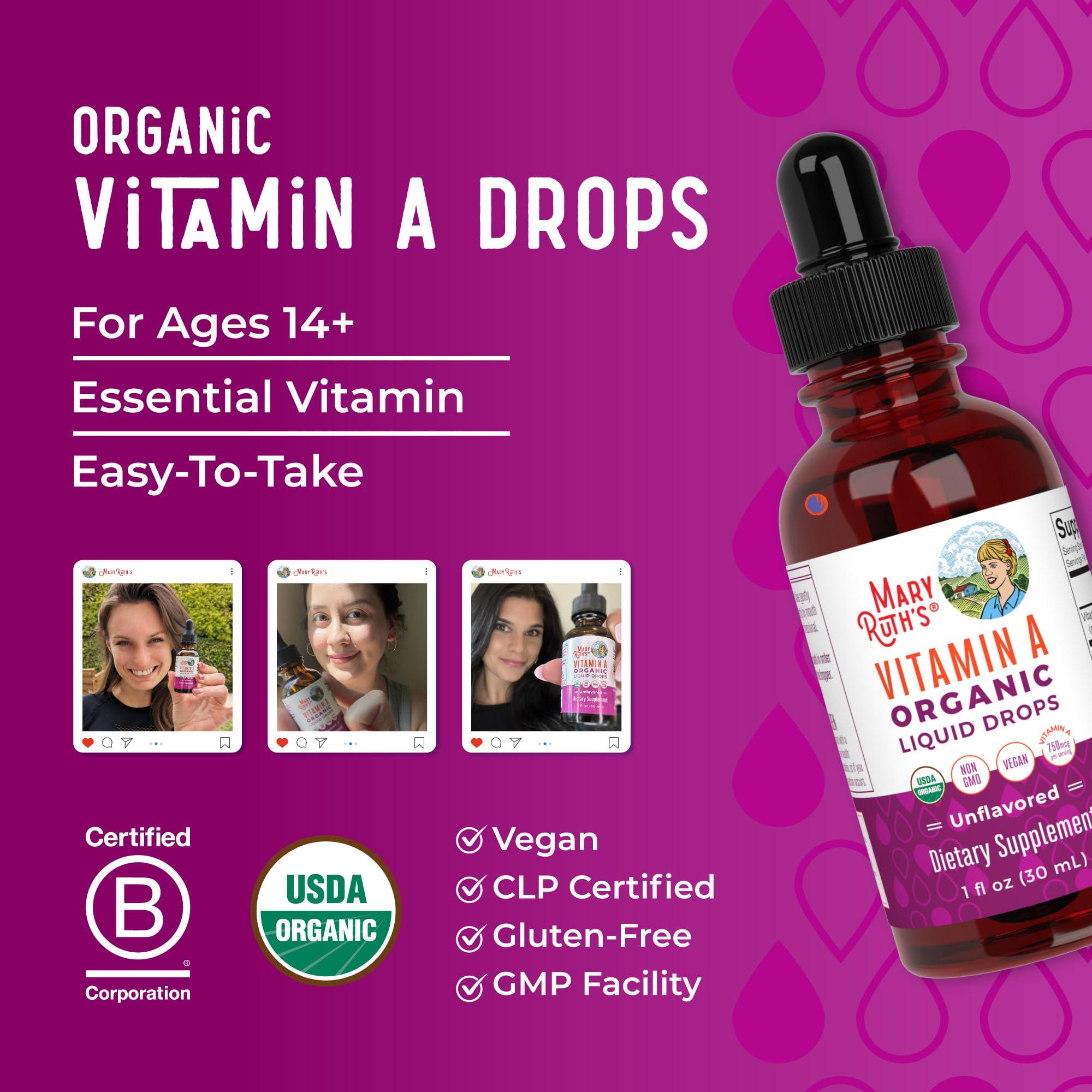 MaryRuth Organics USDA Organic Vitamin A Liquid Drops | 3 Month Supply | Immune Support, Eye Health, Skin Health for Ages 14+ | 750mcg per Serving | Sugar Free | Vegan | Non-GMO | Gluten Free | 1oz - Image 8