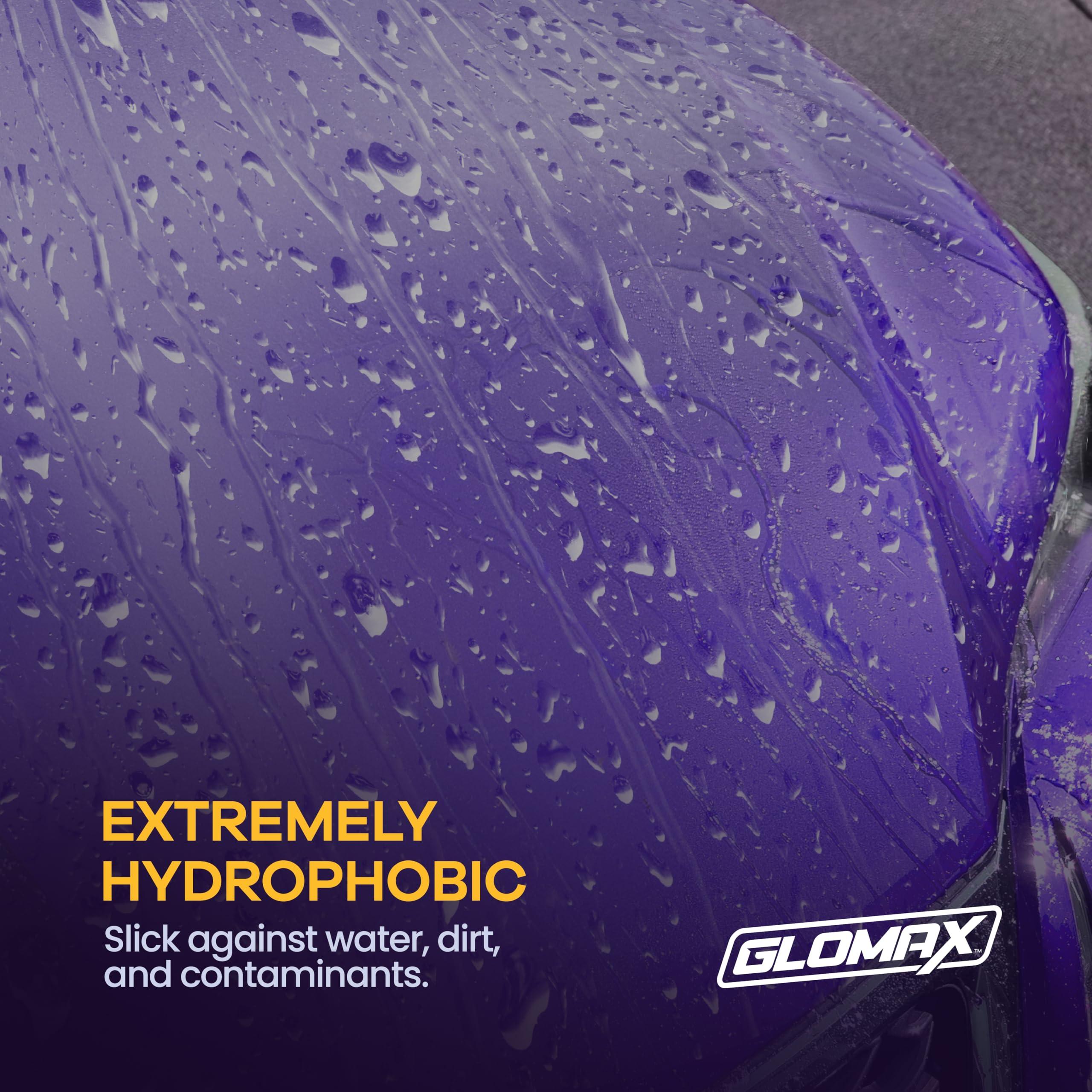 GLOMAX Ceramic Coating For Cars (16 oz.) - Hydrophobic Ceramic Car Wax Spray With Added UV PROTECTION - LONG LASTING Shiny Car Stuff - Spray Wax For Cars With 2 Micro Fiber Towels, Waterless Wash - Image 4