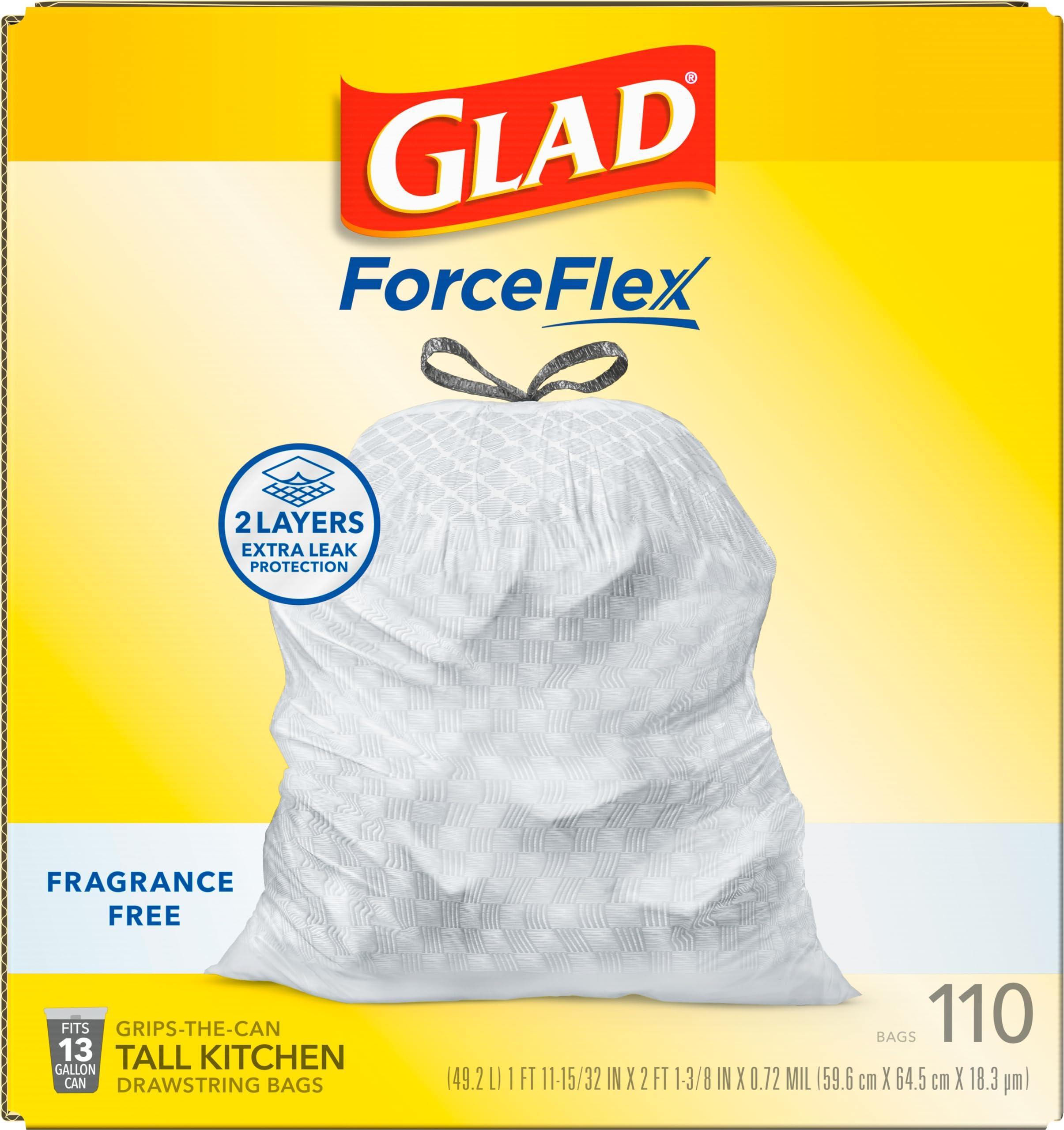 Glad ForceFlex Tall Kitchen Trash Bags, 13 Gal, Fragrance Free, 110 Ct (Package May Vary) - Image 8