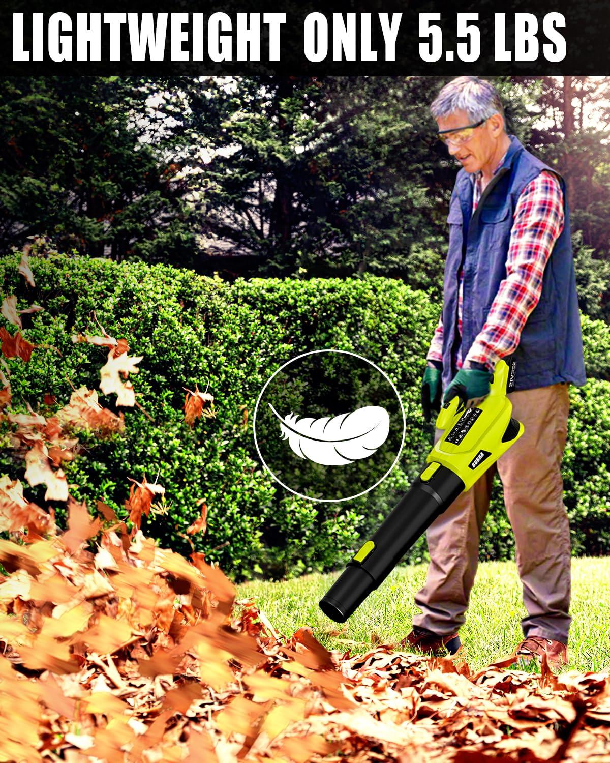 Cordless Leaf Blower 21V Electric Leaf Blower Cordless Powerful 500 CFM with 2 X 4.0Ah Batteries and Charger, 5 Speed Modes, Lightweight Battery Powered Leaf Blowers for Lawn Care and Yard Clearance - Image 5