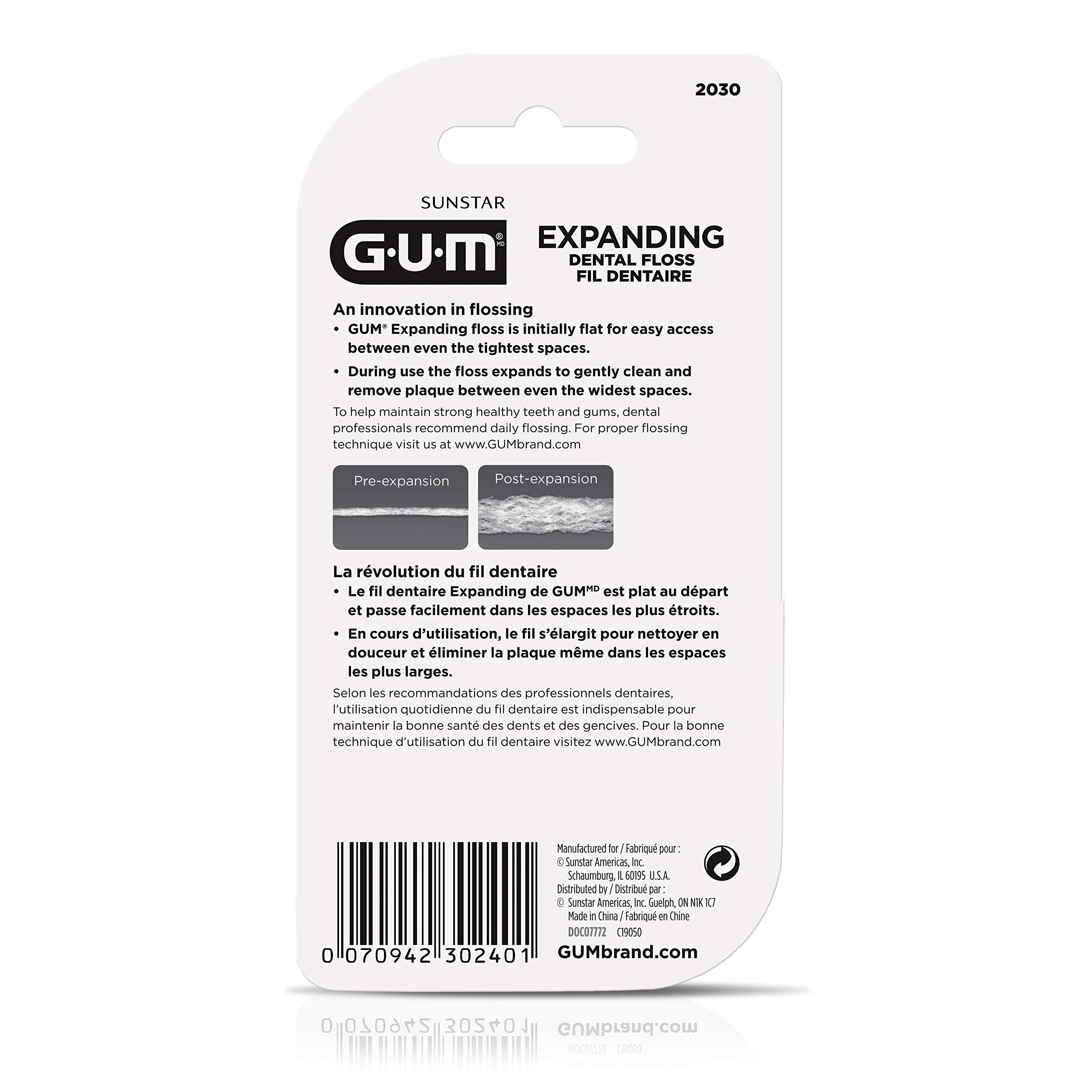 Expanding Dental Floss - Waxed Woven Floss - Effe Countive Plaque Removal for Tight Teeth - Unflavored, 1 Count (Pack of 6) - Image 2