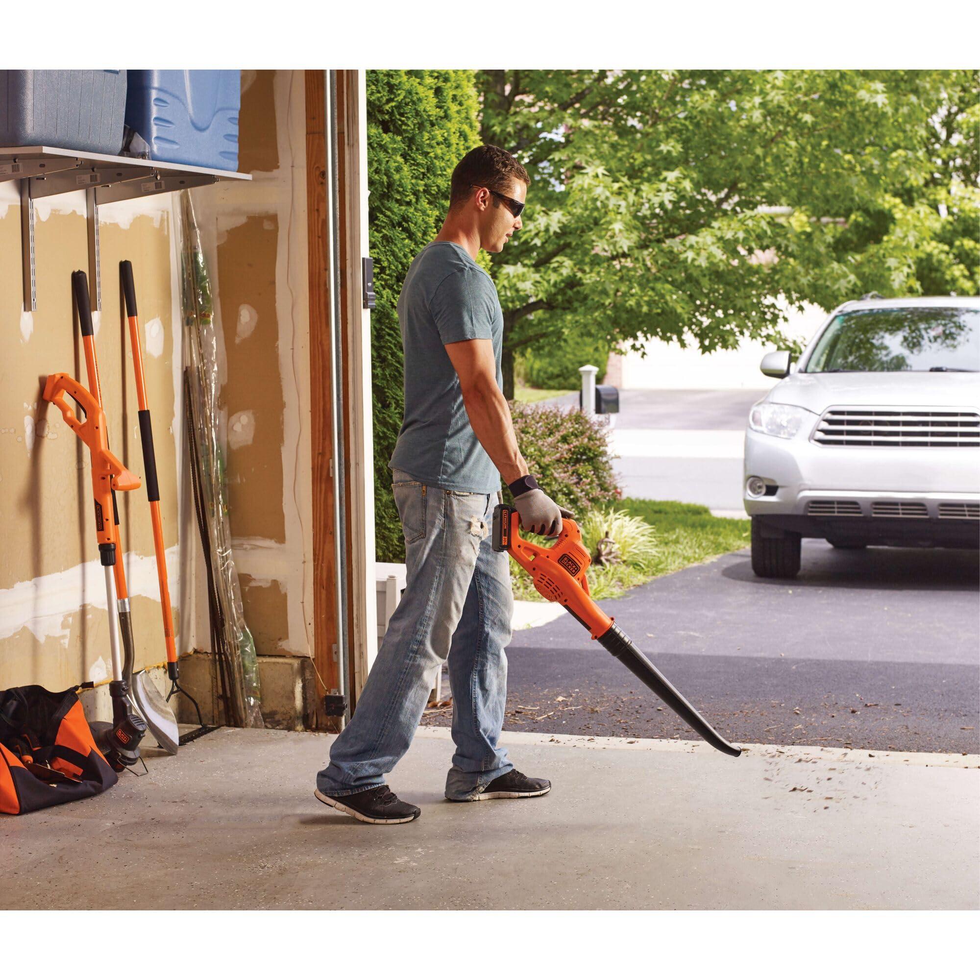 BLACK+DECKER Leaf Blower Cordless with Battery and Charger 20V MAX, Electric Blower Lawn Sweeper, 130 mph Air Speed, Lightweight Design (LSW221) - Image 7