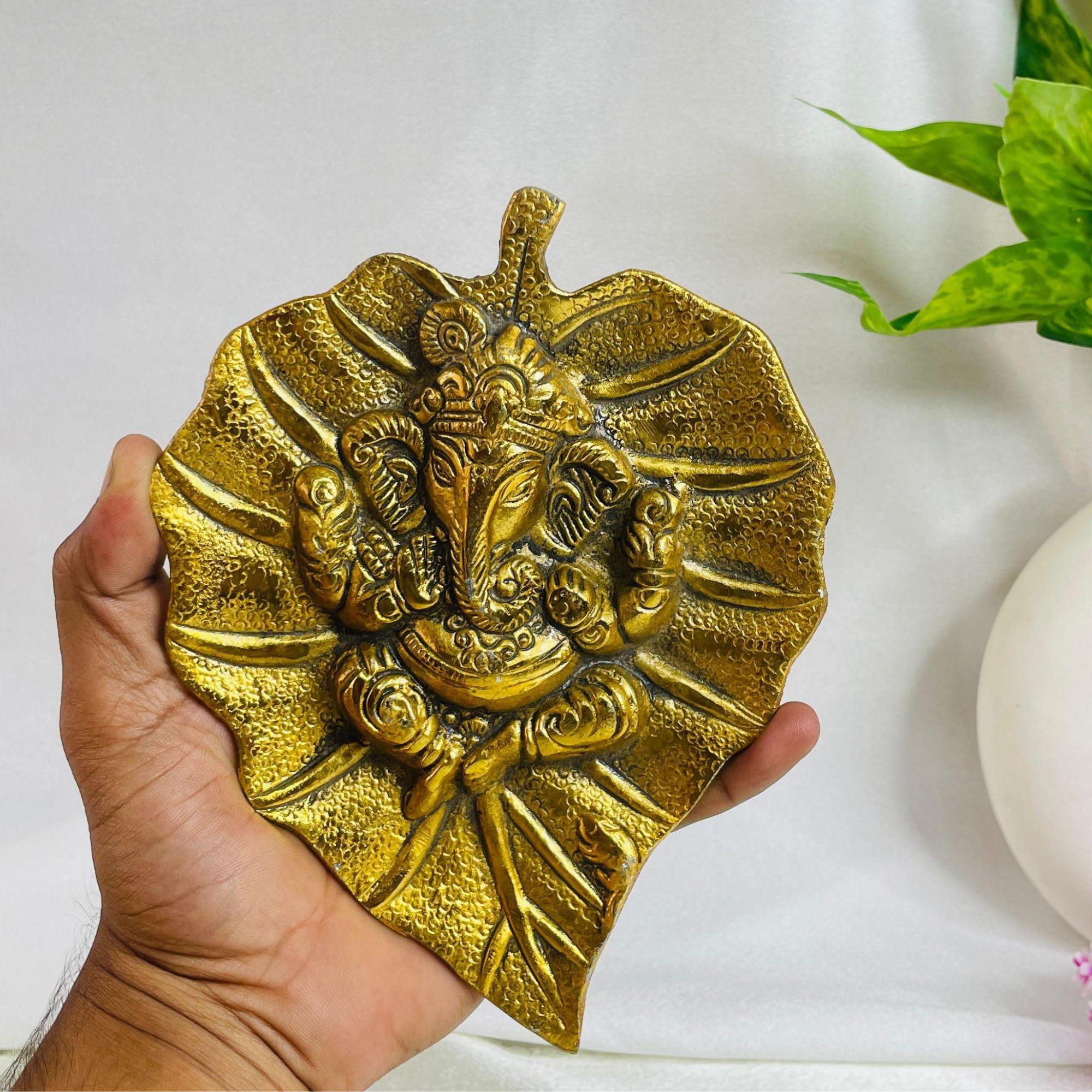Charmy Crafts Metal Ganesha On Leaf, Wall Hanging Article for Wall Decor, Wedding Gifts, Best for Housewarming, Room Decor (Golden) - Image 8