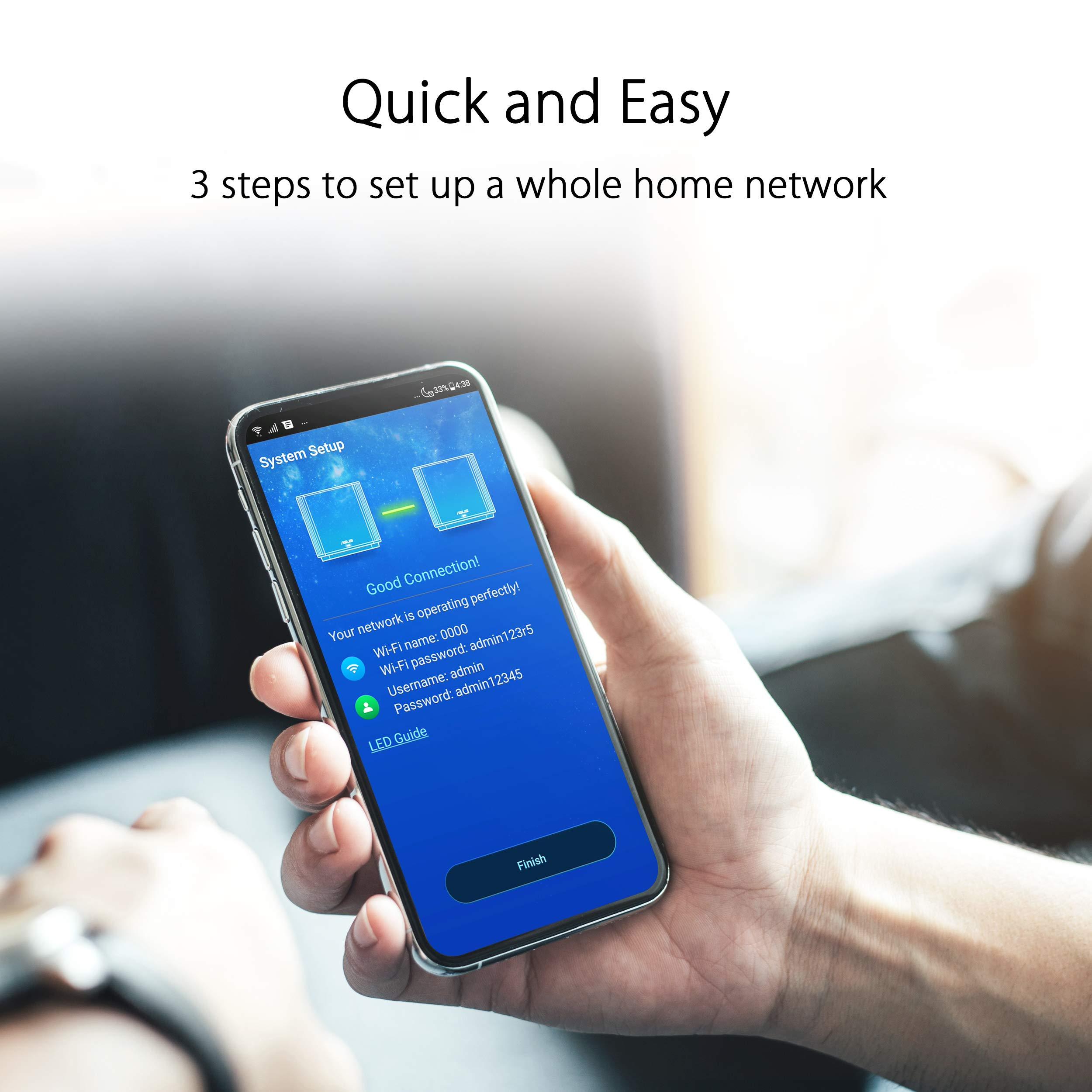 ASUS ZenWiFi AX6600 Tri-Band Mesh WiFi 6 System (XT8 2PK) - Whole Home Coverage up to 5500 sq.ft & 6+ rooms, AiMesh, Included Lifetime Internet Security, Easy Setup, 3 SSID, Parental Control, White - Image 5