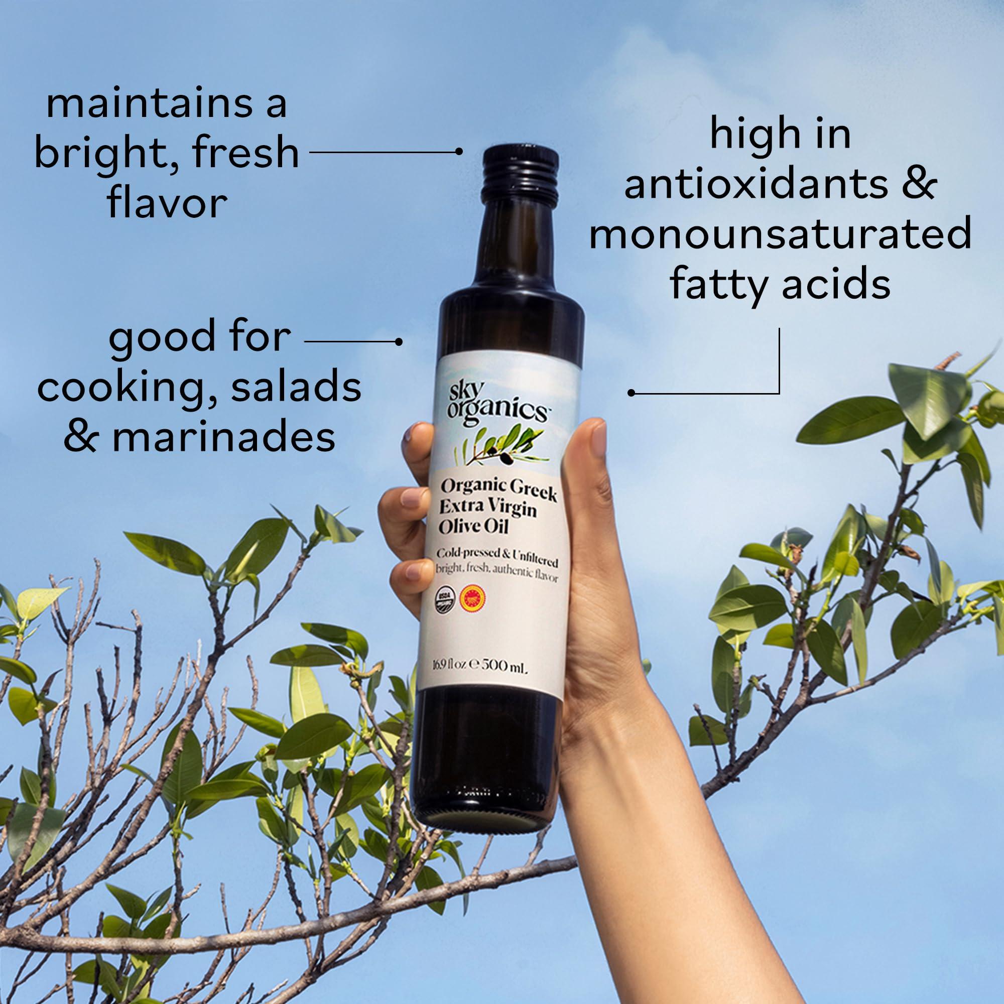 Sky Organics - Organic Extra Virgin Olive Oil, 16 fl oz - Cold Pressed & Unfiltered - Bright, Fresh, Authentic Flavor - Sourced from Farmers in Greece - 100% Pure - Kosher - Natural, Vegan, & Soy Free - Image 4