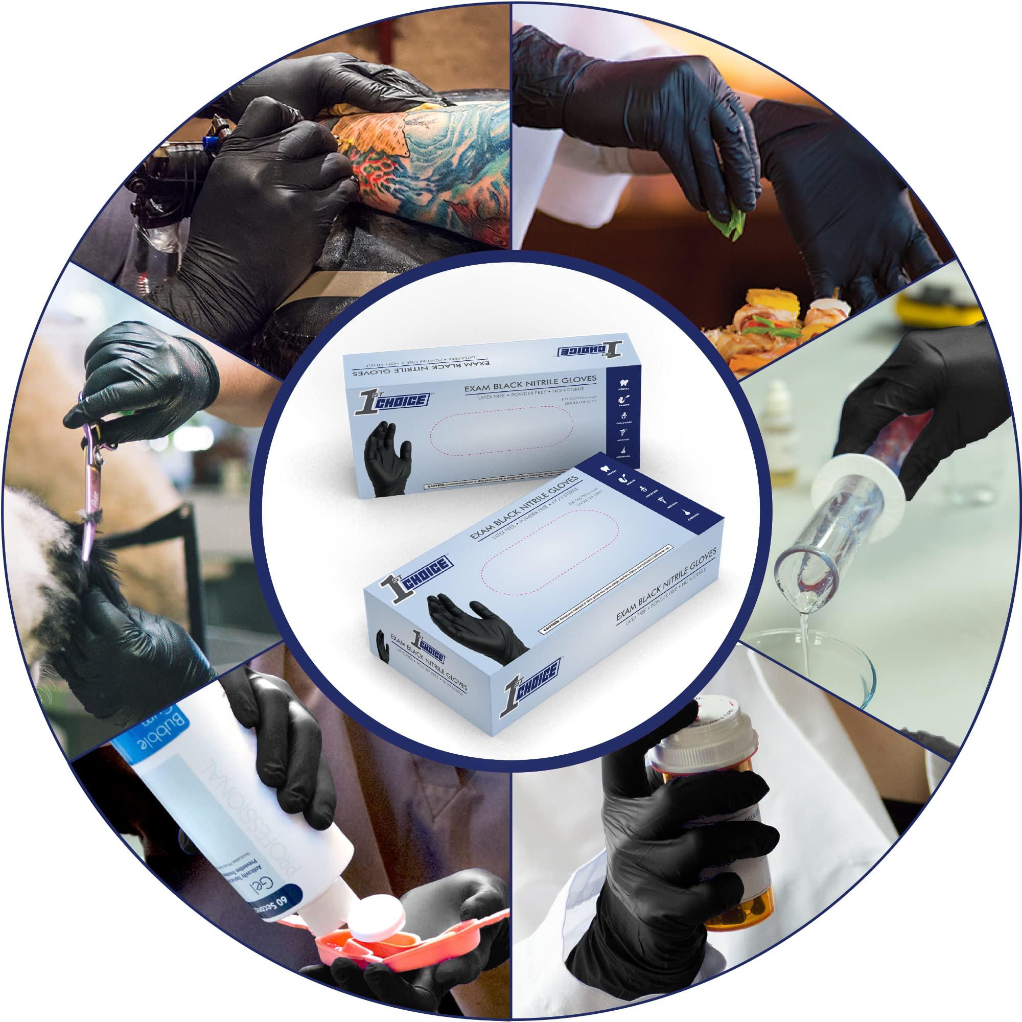 1st Choice Black Nitrile Gloves, Large, Box of 100 Gloves, Disposable Latex Free Exam Grade Black Gloves for Cooking - 3mil - Image 3