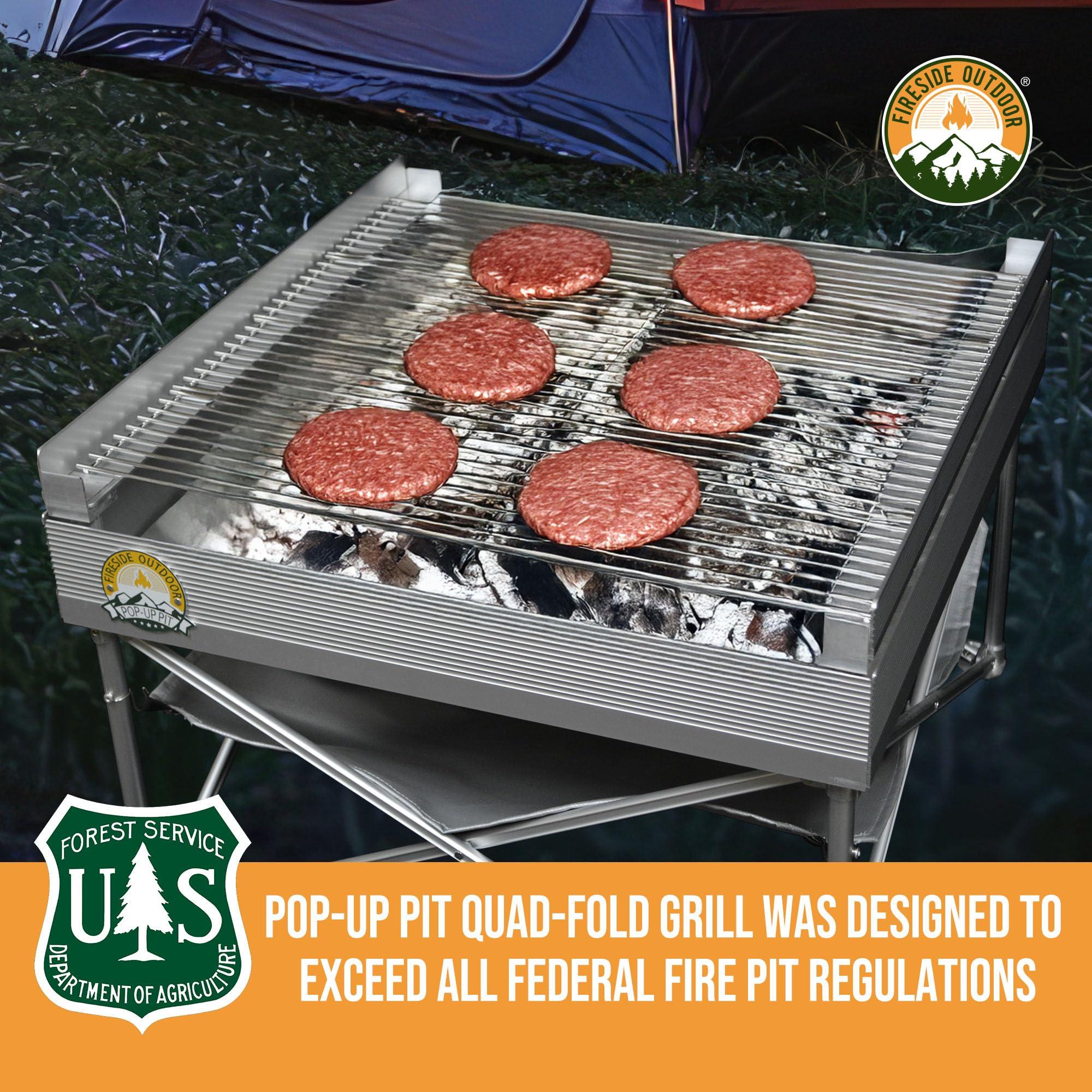 Fireside Outdoor Pop-Up Fire Pit Grilling Grate-Folding Grill Design for Outdoor Cooking, Portable Fire Pit Grill Grates, Camping Cooking, Foldable Campfire Grill Grate- Quad-Fold Folding Grill Grates - Image 8