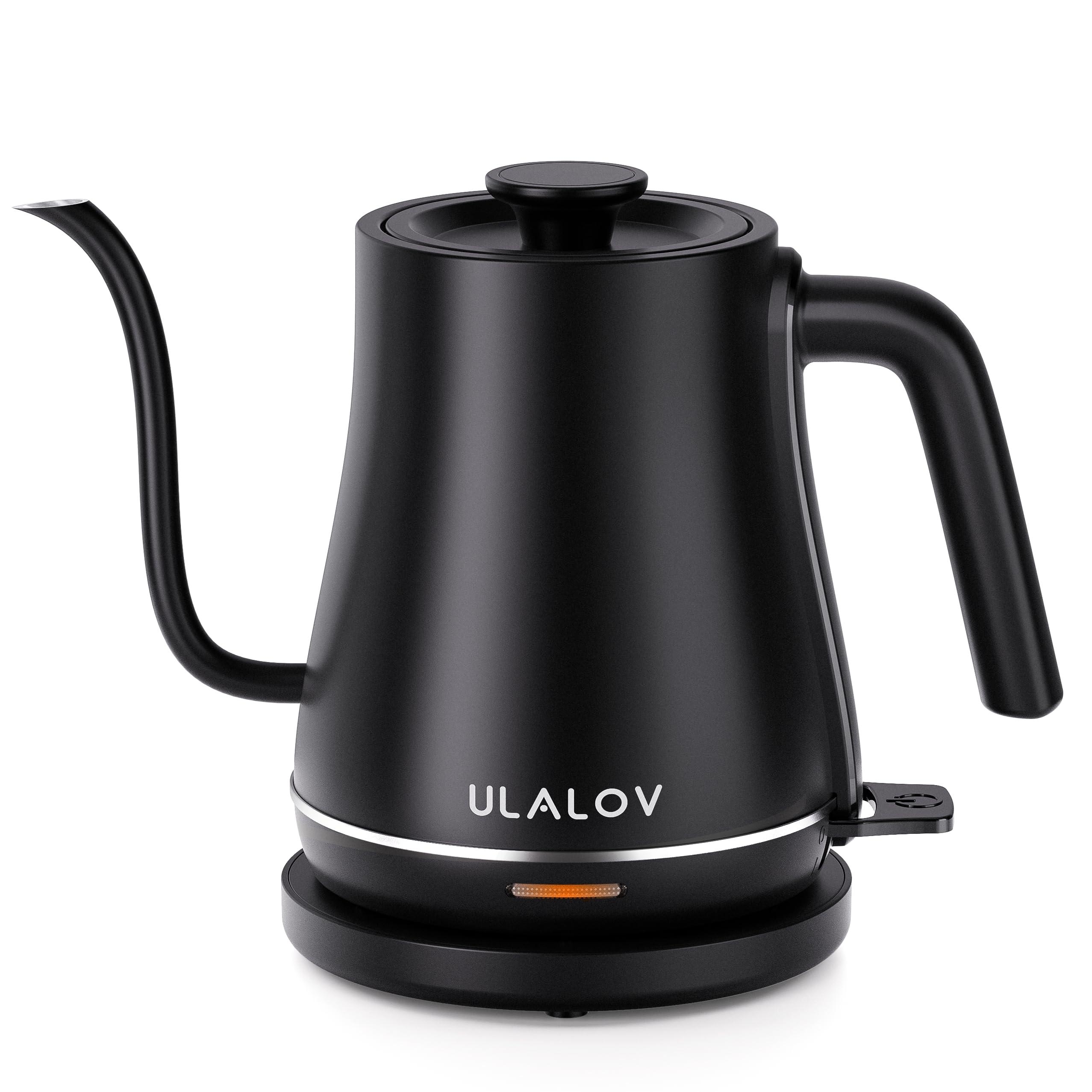Ulalov Electric Kettle 1L Gooseneck Water Kettle Quick Heating for Pour Over Coffee & Tea, Stainless Steel Hot Water Boiler with Auto Shut-Off, Boil Dry Protection, Matte Black,1200W - Image 9