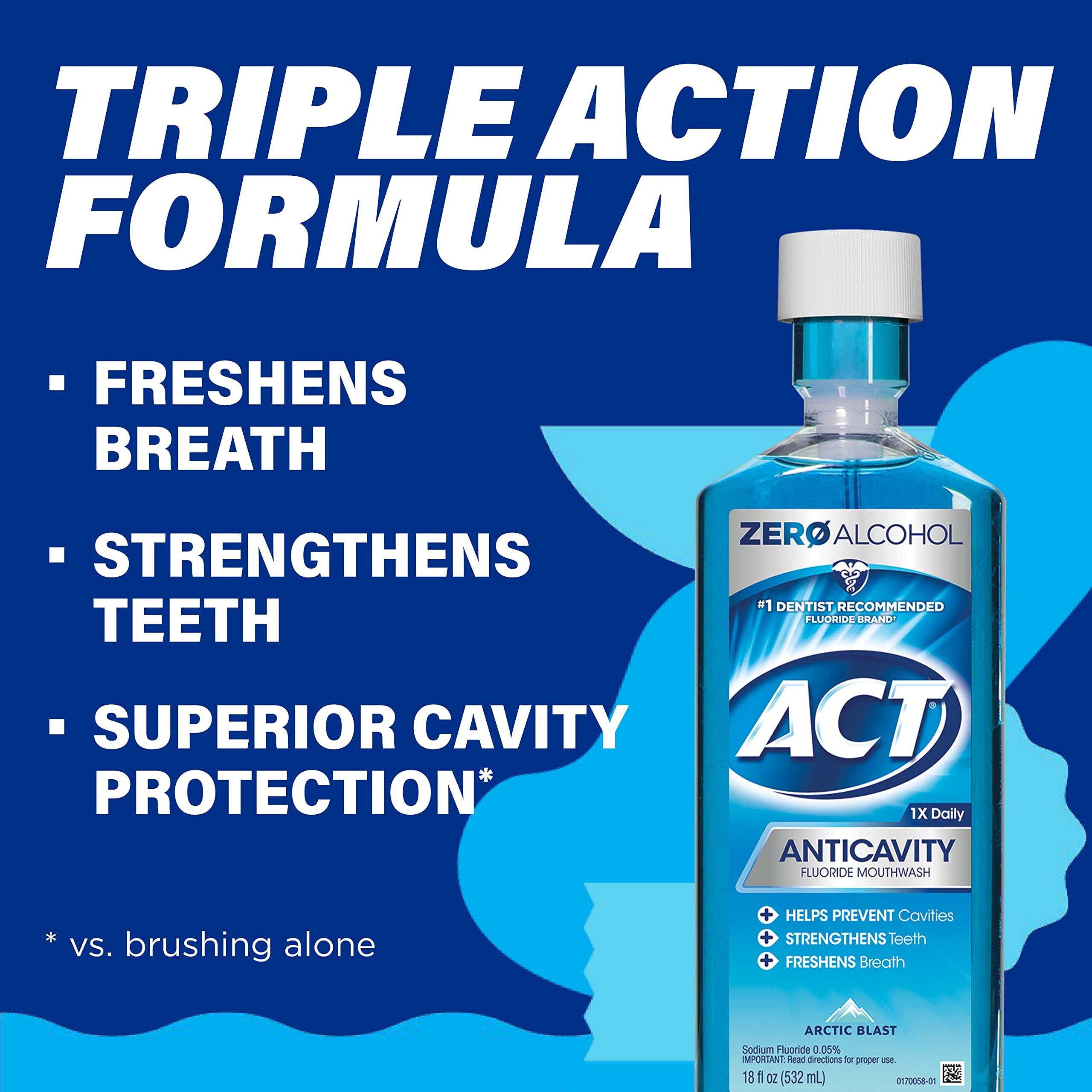 ACT Anticavity Fluoride Mouthwash With Zero Alcohol, Arctic Blast, 18 fl. oz. - Image 7