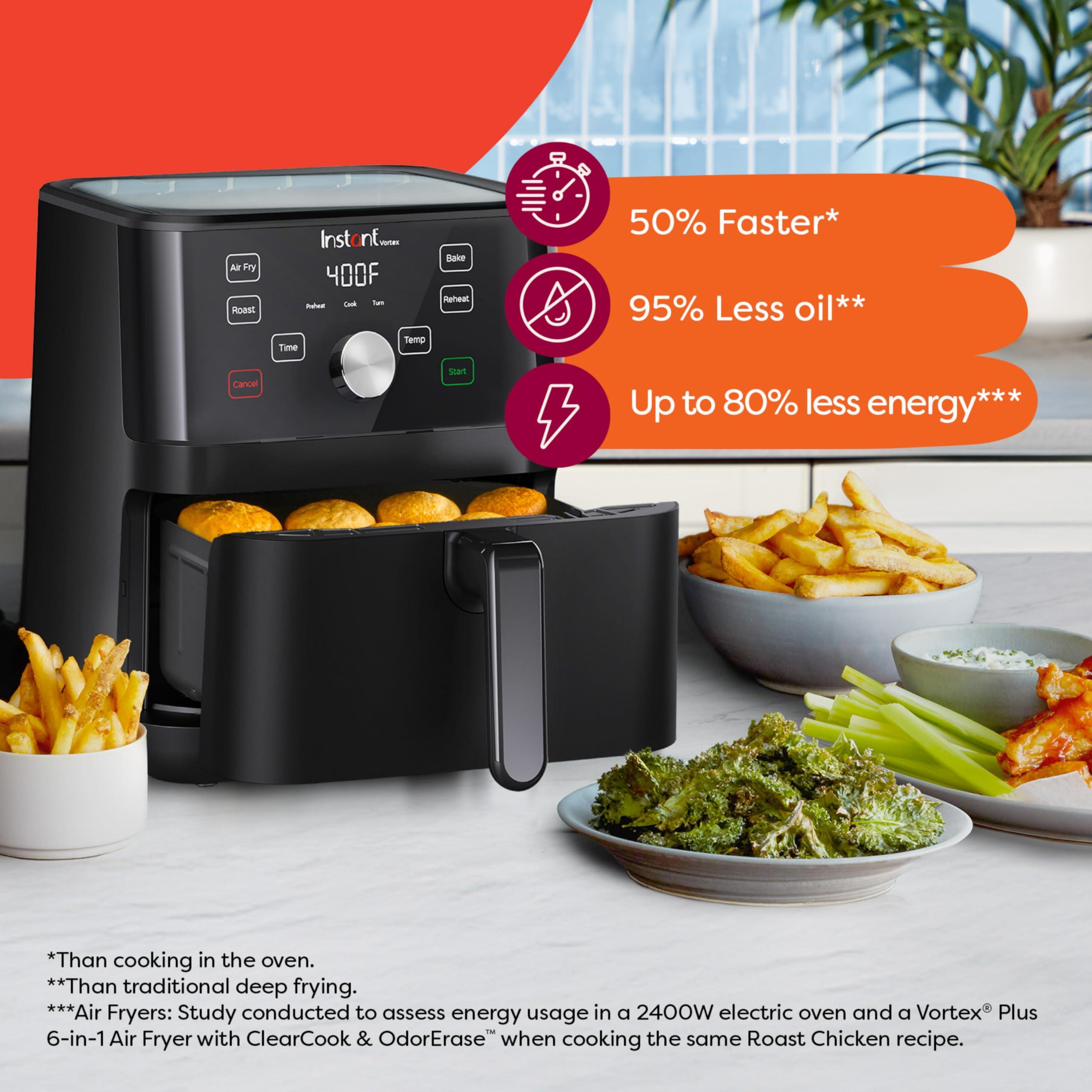 Instant Pot Vortex 6QT XL Air Fryer, 4-in-1 Functions that Crisps, Roasts, Reheats, Bakes for Quick Easy Meals, 100+ In-App Recipes, is Dishwasher-Safe, from the Makers of Instant Pot, Black - Image 10