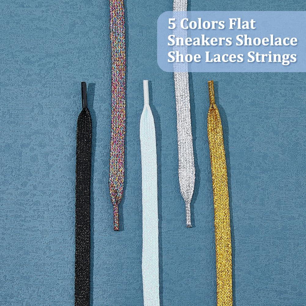 DICOSMETIC 10 Pairs Shoelaces 5 Colors Flat Sneakers Shoelace Glitter Shoe Strings Drawstring Cords for Athletic Running Sneakers - Image 4