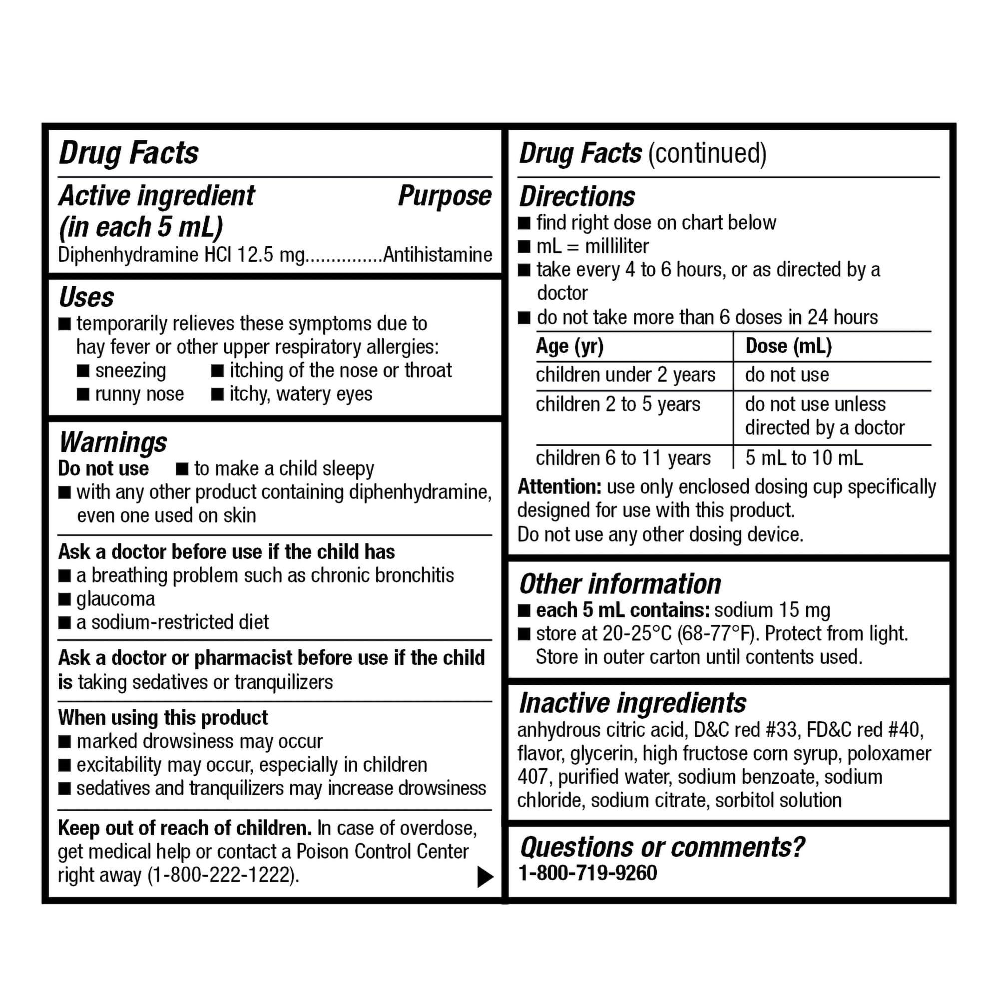 GoodSense Children's Allergy Relief, Liquid Medicine with Diphenhydramine HCl, Cherry Flavor - Image 4