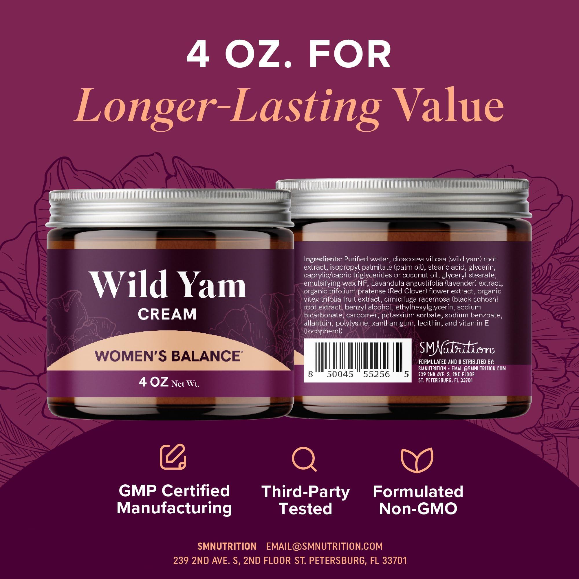 Wild Yam Cream | Hormone Balance | 3450mg Wild Yam for Herbal Menopause & PMS Support | Enriched with Vitex, Black Cohosh, Lavender & More | Estrogen & Progesterone Free Balancing Cream | 4 Oz. - Image 6
