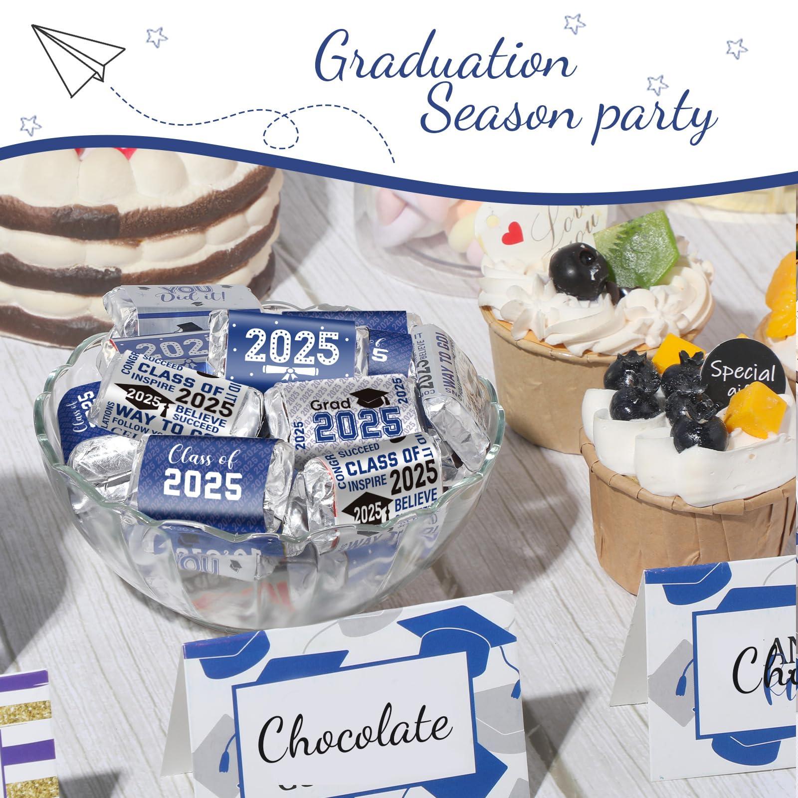 Outus 2025 Graduation Decoration Label Sticker Congrats Mini Candy Bar Wrapper Class of Party Supplies College High School Nursing Grad Celebration, Candy Not Included (Blue,90 Pcs) - Image 6
