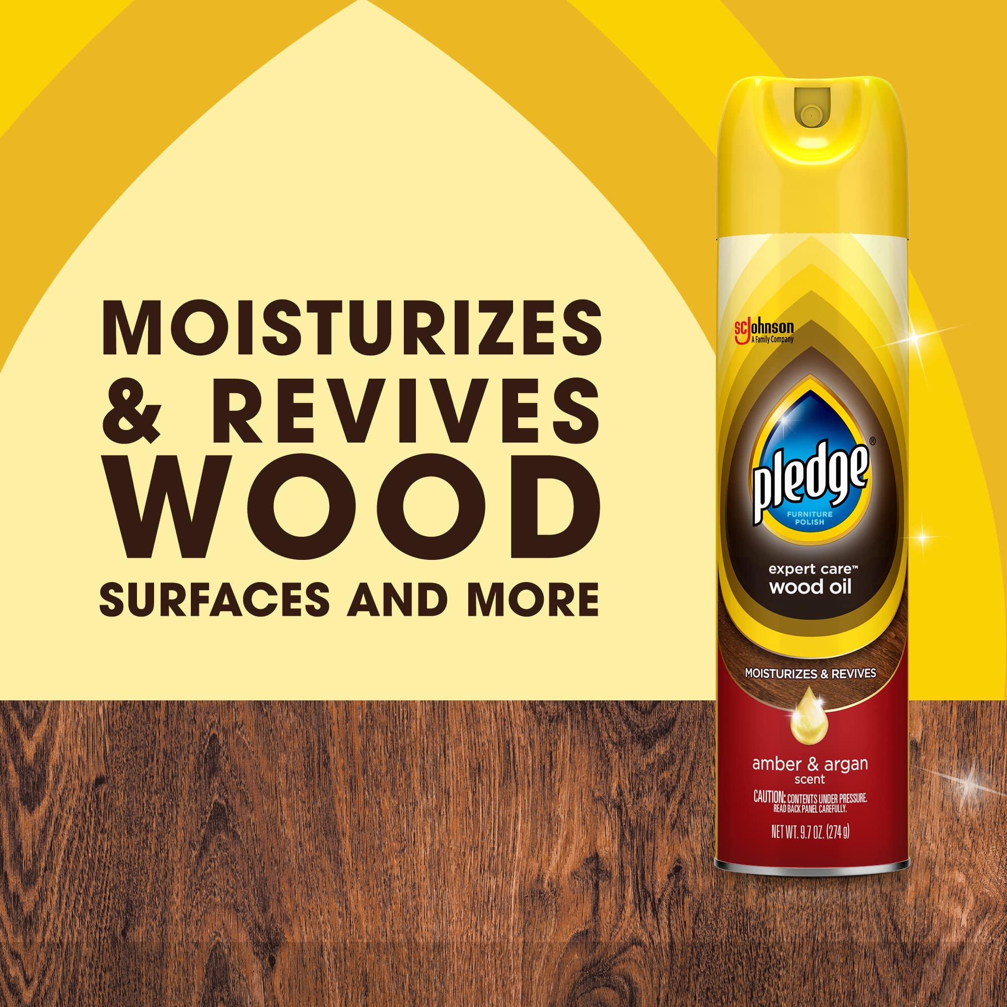 Pledge Moisturizing Wood Oil, Furniture Reviving Spray, Amber & Argan Scent, 9.7oz (Pack of 3) - Image 4