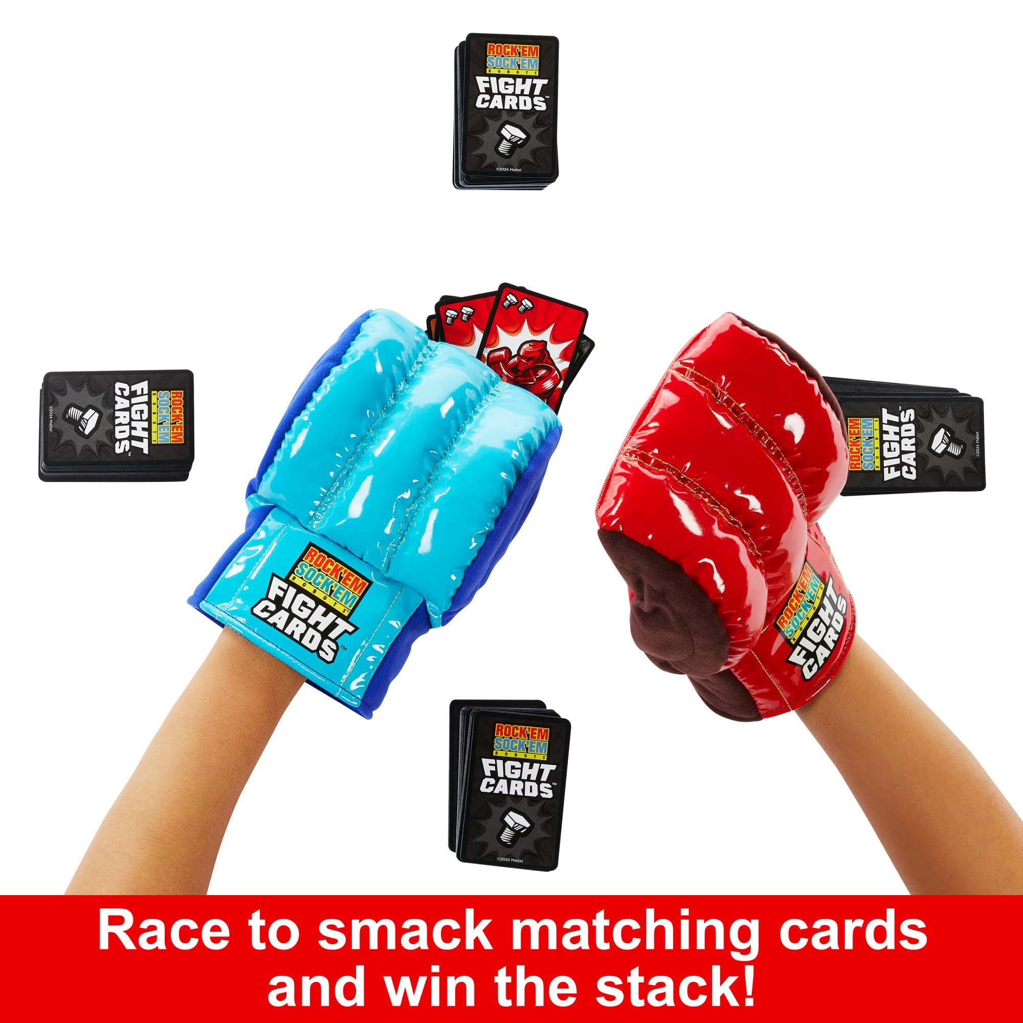 Mattel Games Rock ‘Em Sock ‘Em Robots Fight Cards Card Game, Team Party Game for Kids & Adults with 2 Boxing Gloves - Image 3