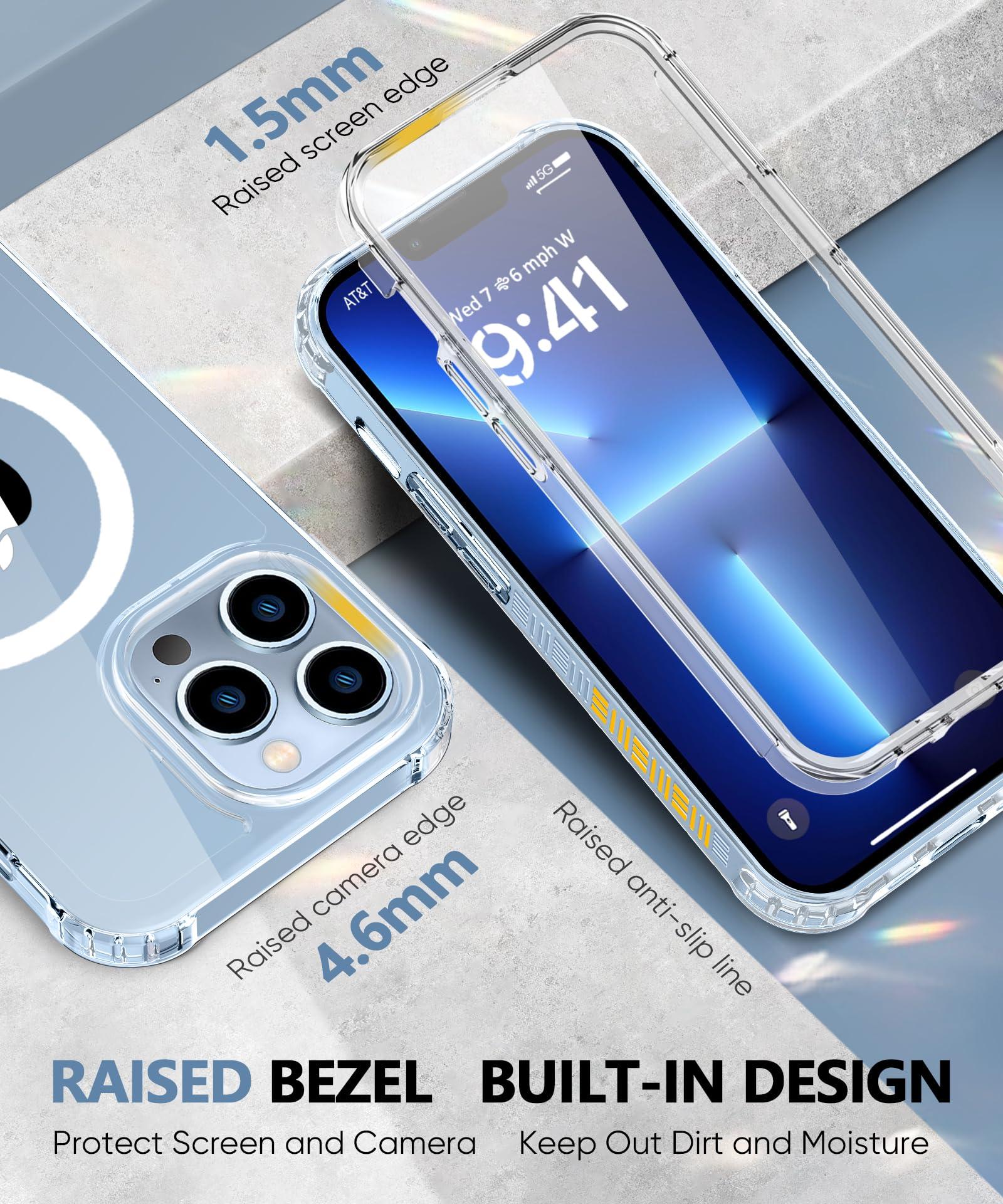 BANLEA Magnetic for iPhone 13 Pro Max Case Full Body, Built-in Screen Protector, with Camera Lens Protector, [Anti-Yellowing] Protective Shockproof Phone Case, Bumper Rugged Cover 6.7 Inch (Clear) - Image 4