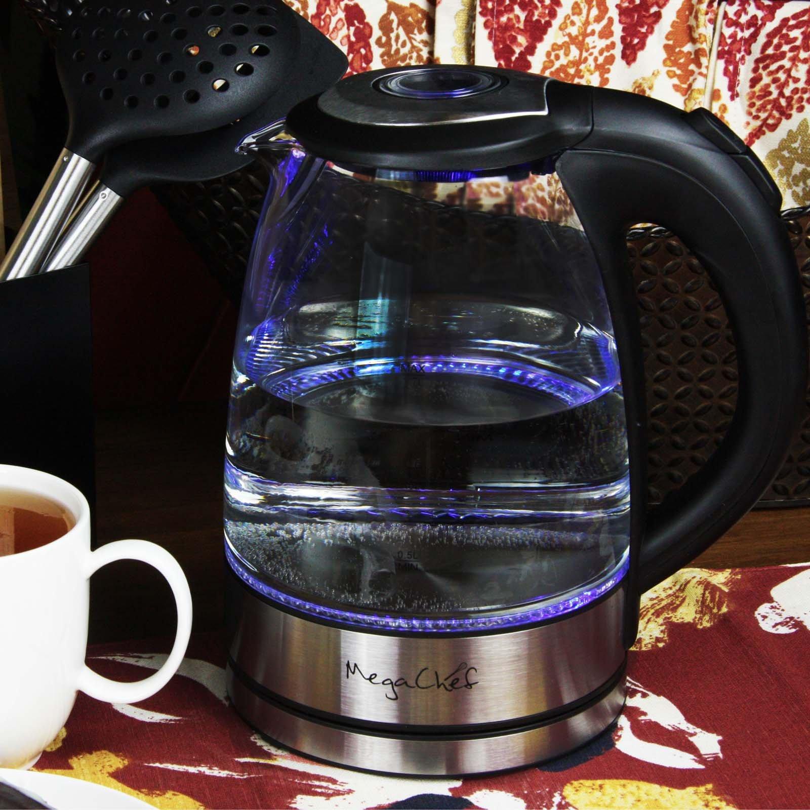 Megachef Stainless Steel Light Up Tea Kettle, 1.7L, Clear Glass - Image 2