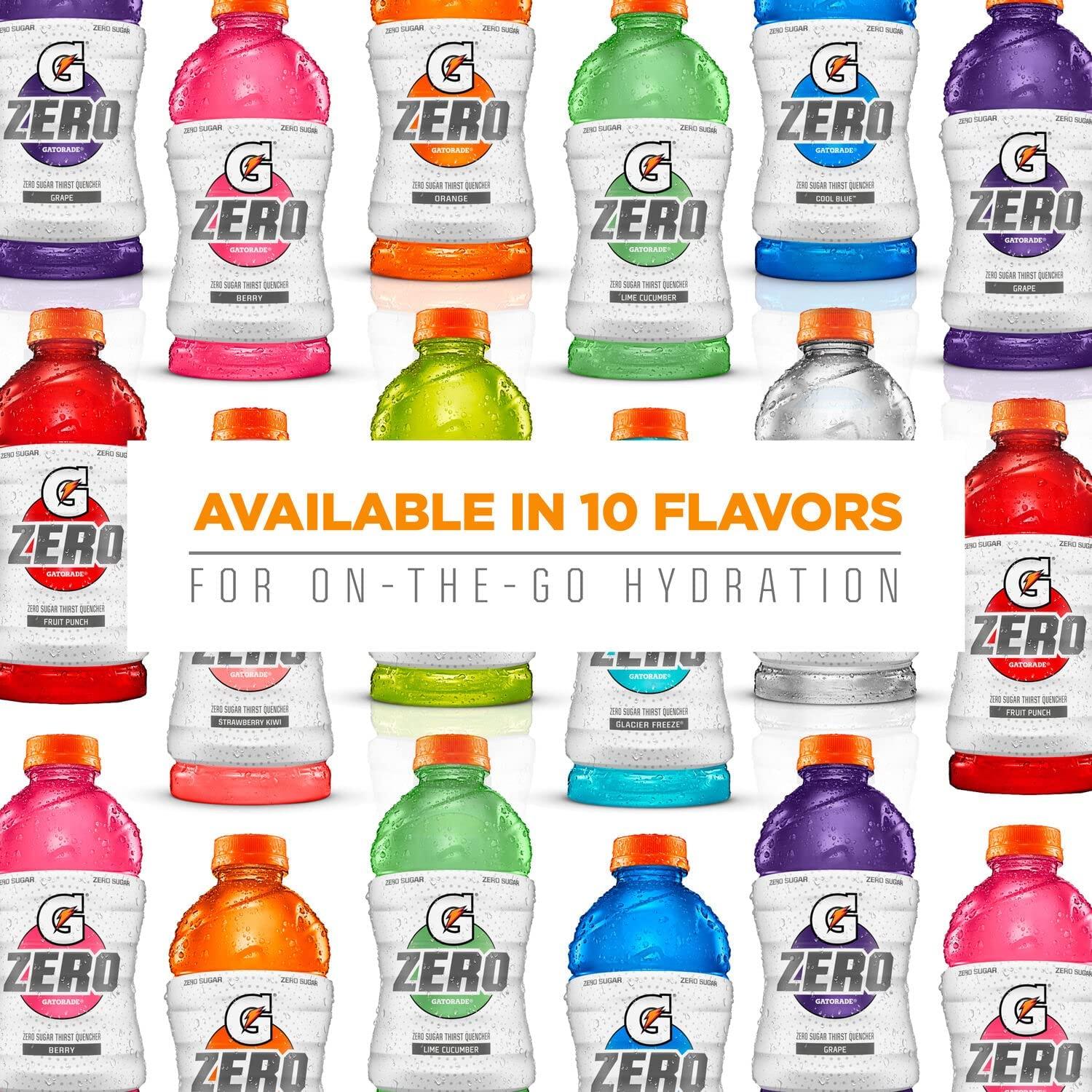 Gatorade G Zero Sports Drink, Glacier Cherry, Watermelon Splash, Apple Burst Variety Pack, 12 Fl Oz (Pack of 18) - Image 6