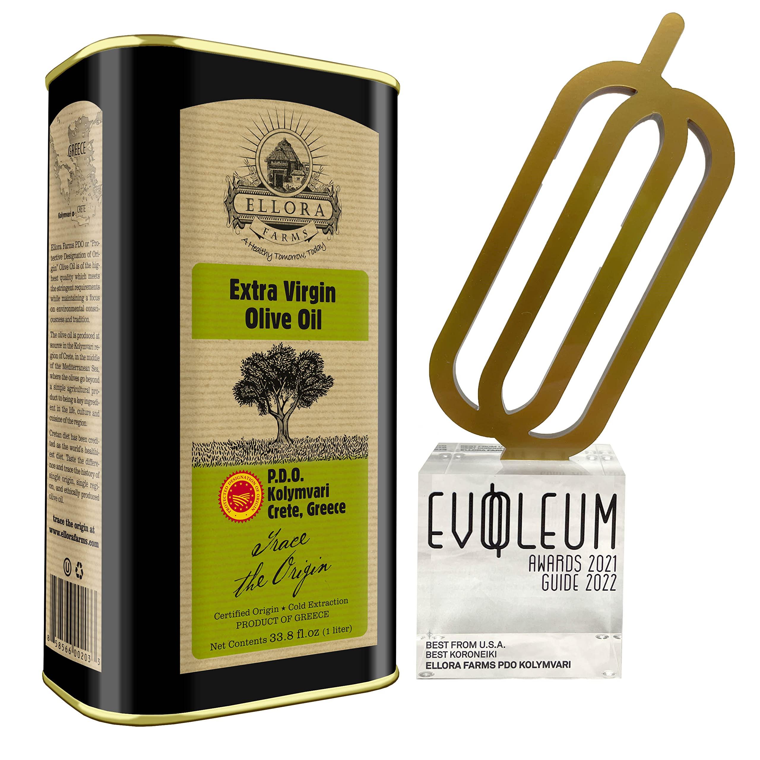 Ellora Farms Olive Oil Extra Virgin, Traceable & Certified PDO Polyphenol Rich Extra Virgin Olive Oil Cold Pressed, Global Gold Awards, Kosher, Single Origin from Crete, Greece 33.8 Fl oz, Pack of 2 - Image 4