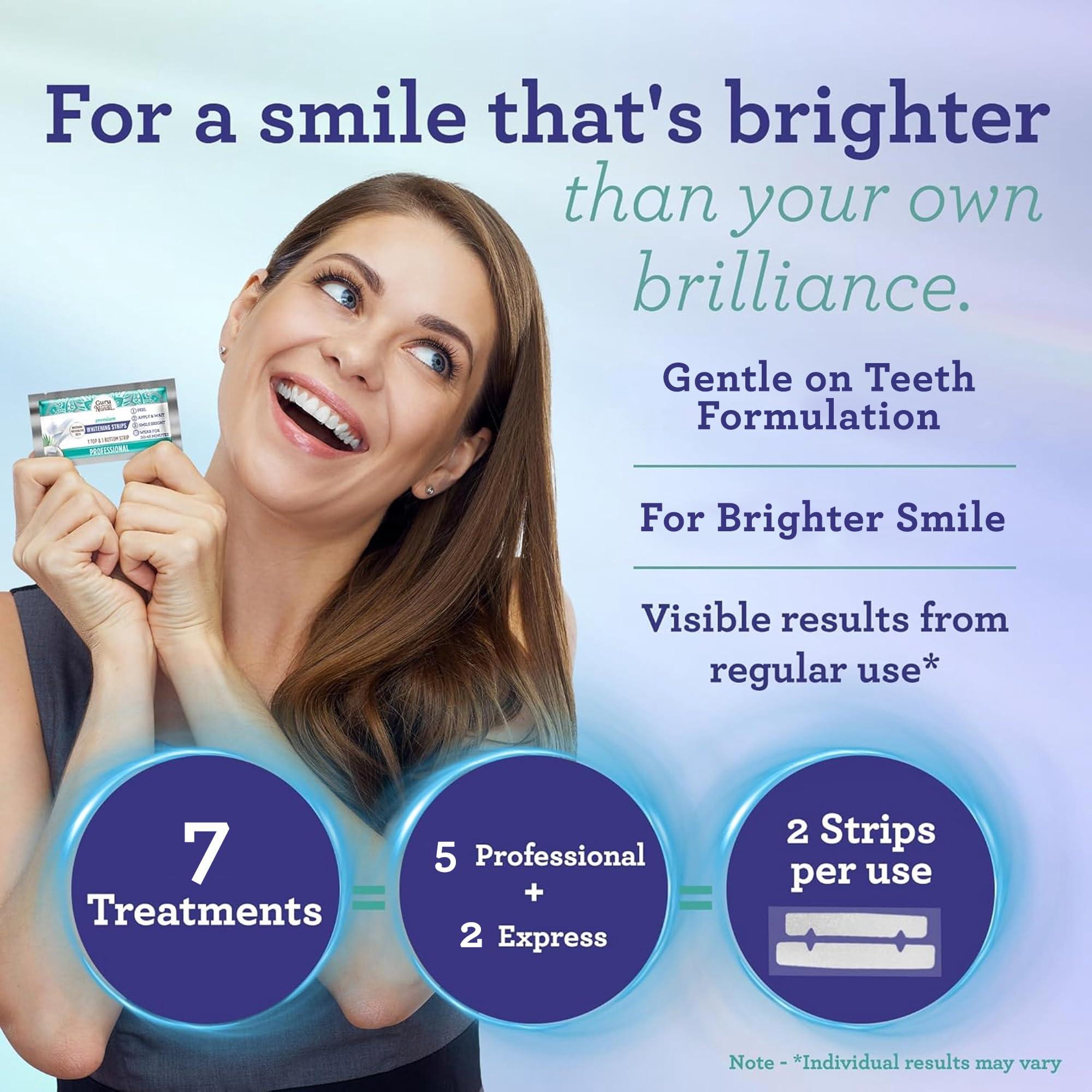 GuruNanda Teeth Whitening Strips - 7-Day Treatment with Non-Slip, Dry Strip Technology - Whitening Designed with Care for a Brighter Smile - Image 2