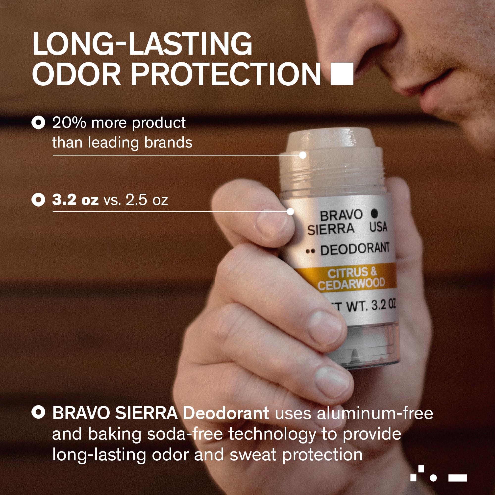 Aluminum-Free Deodorant for Men by Bravo Sierra, 1-Pack -Contains Natural Ingredients –Long Lasting All-Day Odor and Sweat Protection - Citrus and Cedarwood, 3.2 oz -Paraben-Free, Vegan & Cruelty-Free - Image 2