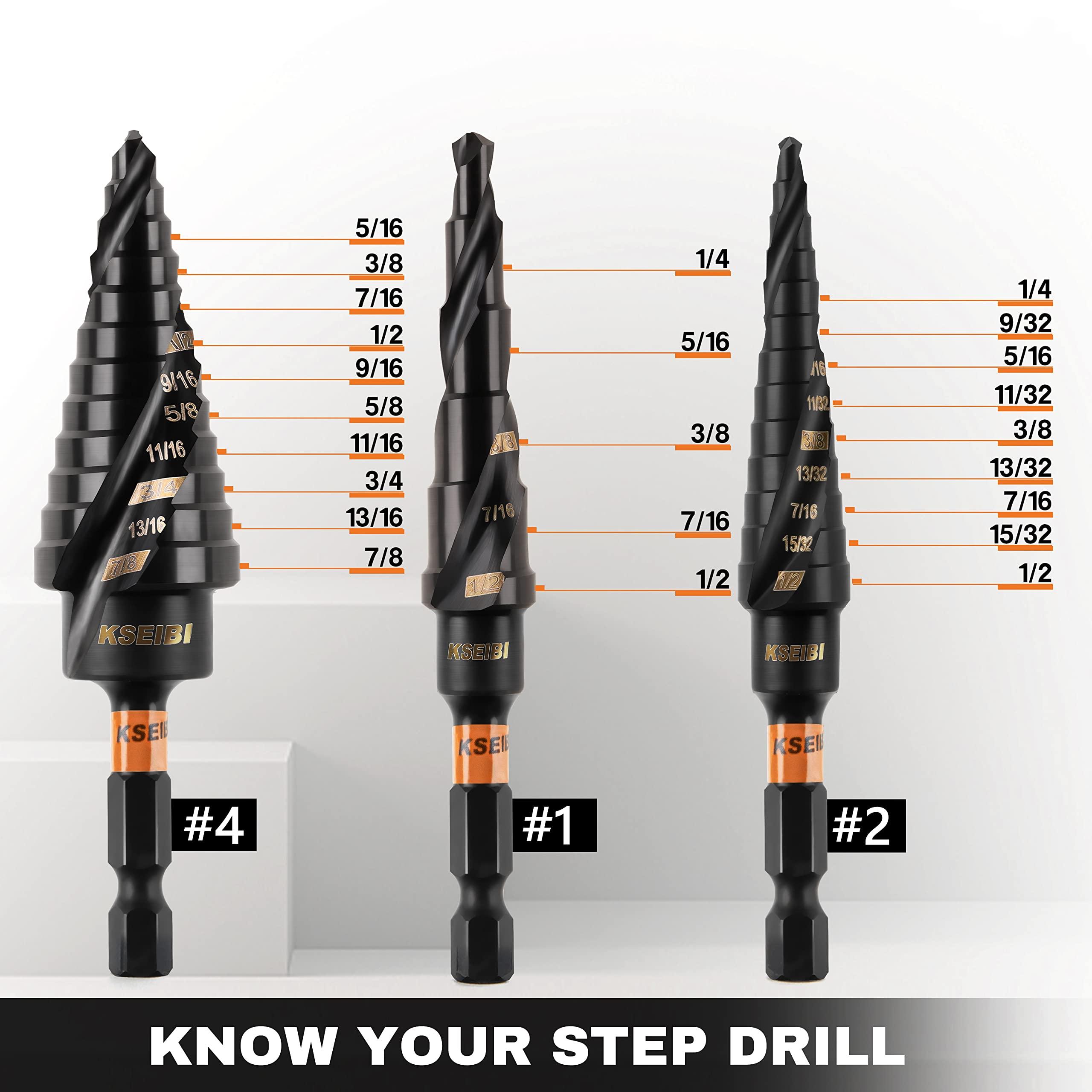 KSEIBI Unibit 3-Piece High-Speed Steel Step Drill Bit Set - for Stainless Steel, Aluminium, Wood - Image 3