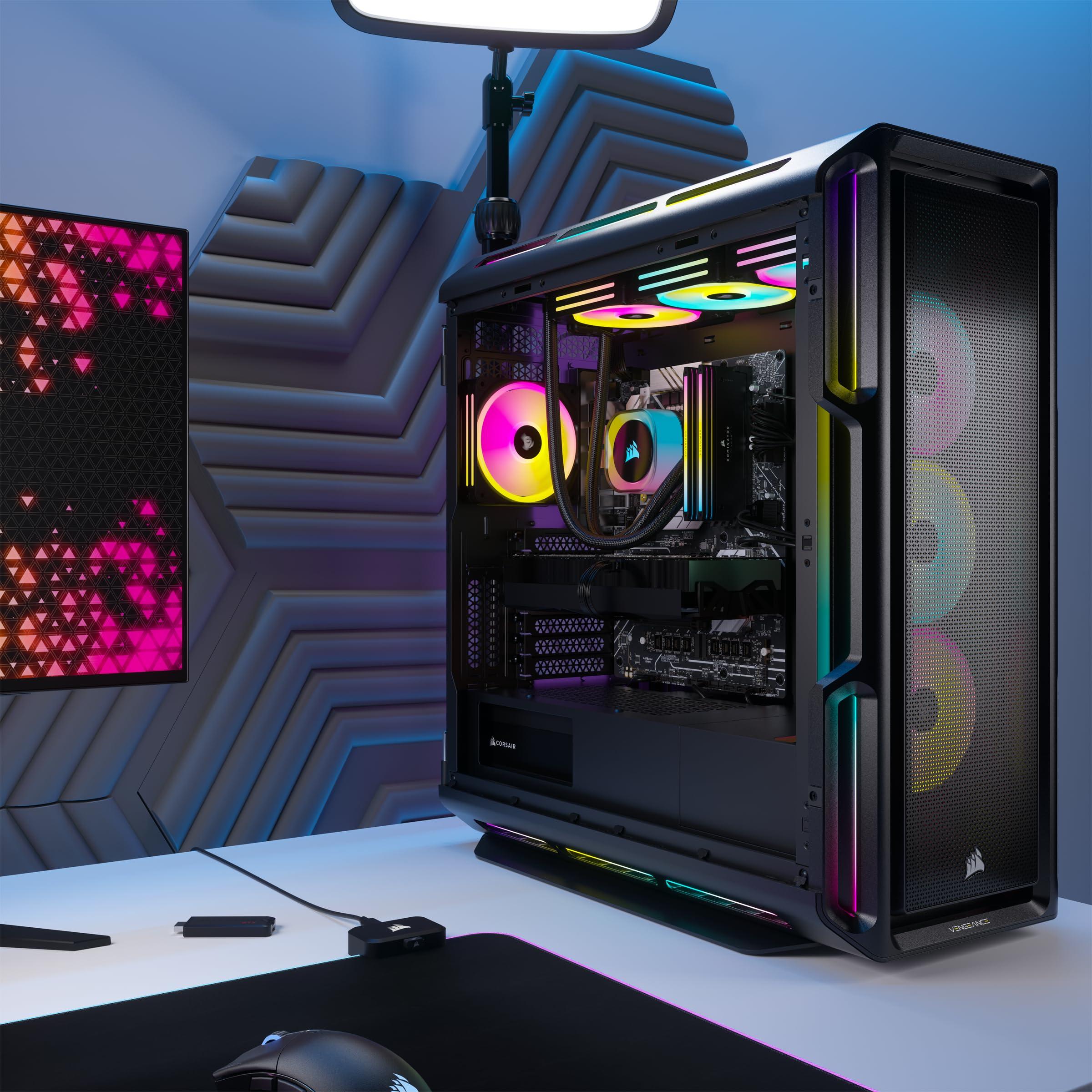 Corsair Vengeance i8200 Gaming PC – Liquid Cooled Intel® Core™ i9 14900KF CPU – NVIDIA GeForce RTX 5080 GPU – 64GB Dominator Titanium RGB DDR5 Memory – 2TB+2TB M.2 SSD – Black - Image 3