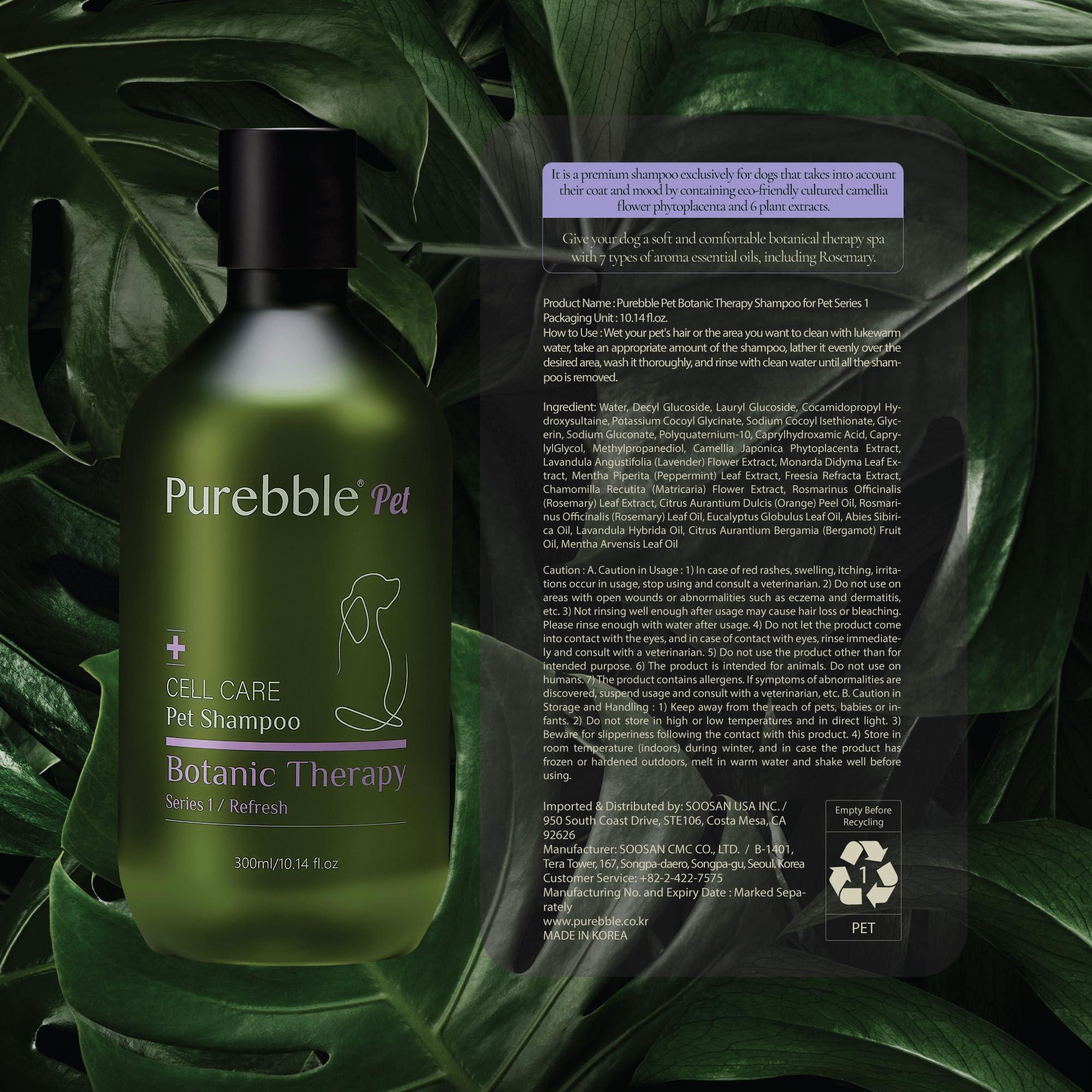 Purebble Pet Shampoo Refresh Purple Botanical Line- for Soft and Shiny Coat and Fur- Cleanses, Conditions, and Detangles, pH- Balancing Formula for Pets, No Artificial Fragrance, 300ml / 10.14 fl oz - Image 2