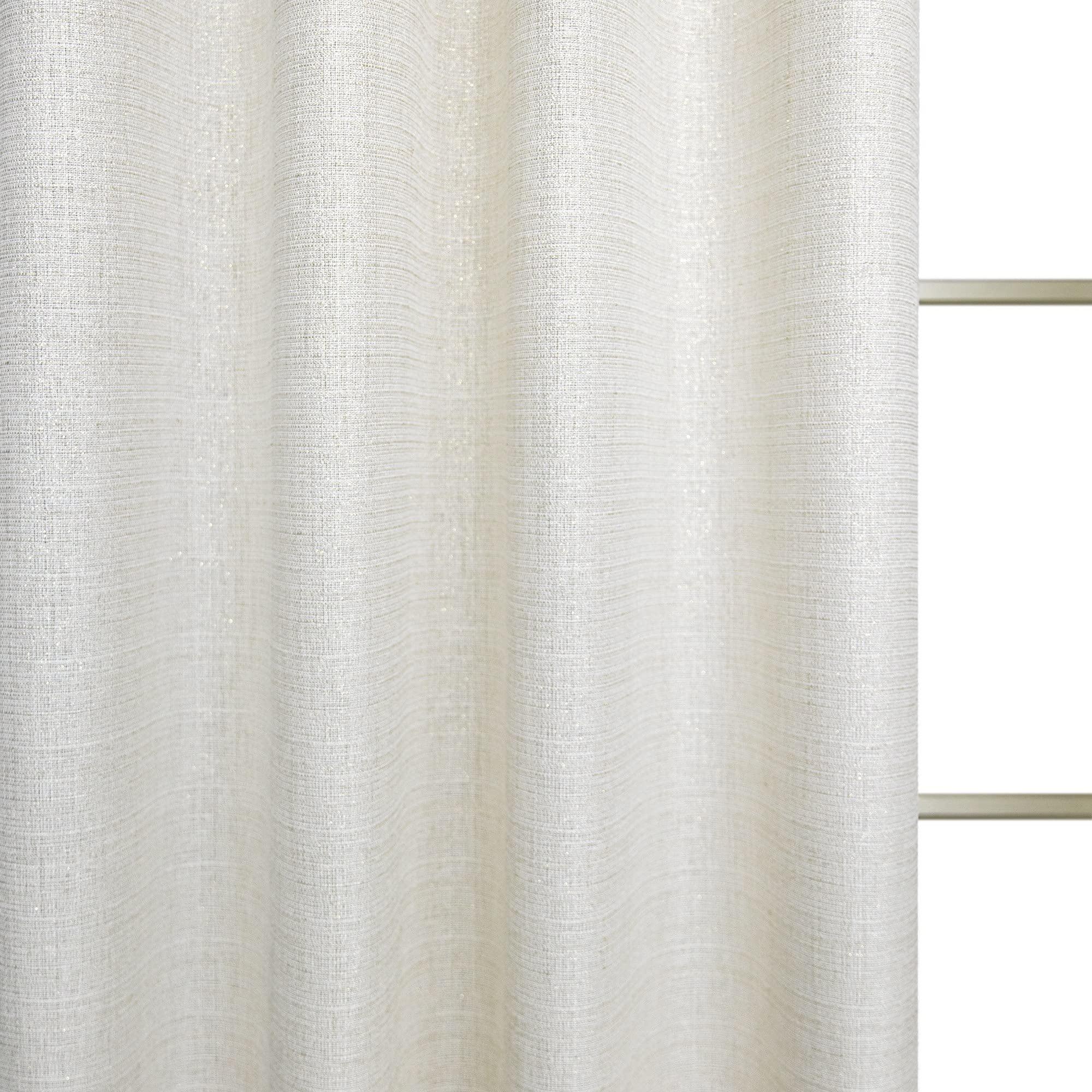 Cream and Gold Curtains 84 inch Length for Living Room 2 Panel Set Grommet Semi Sheer Sparkle Shimmer Shiny Glitter Metallic Gold Ivory Curtain for Bedroom Fancy Modern Luxury Decorative 84 Long Beige - Image 9