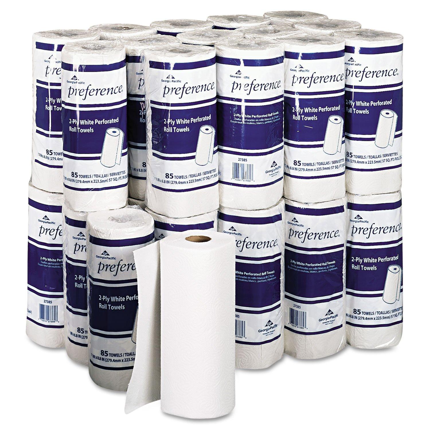 Georgia Pacific 27385 Perforated Paper Towel Roll, 8 4/5 x 11, White, 85/Roll, 30 Rolls/Carton - Image 5