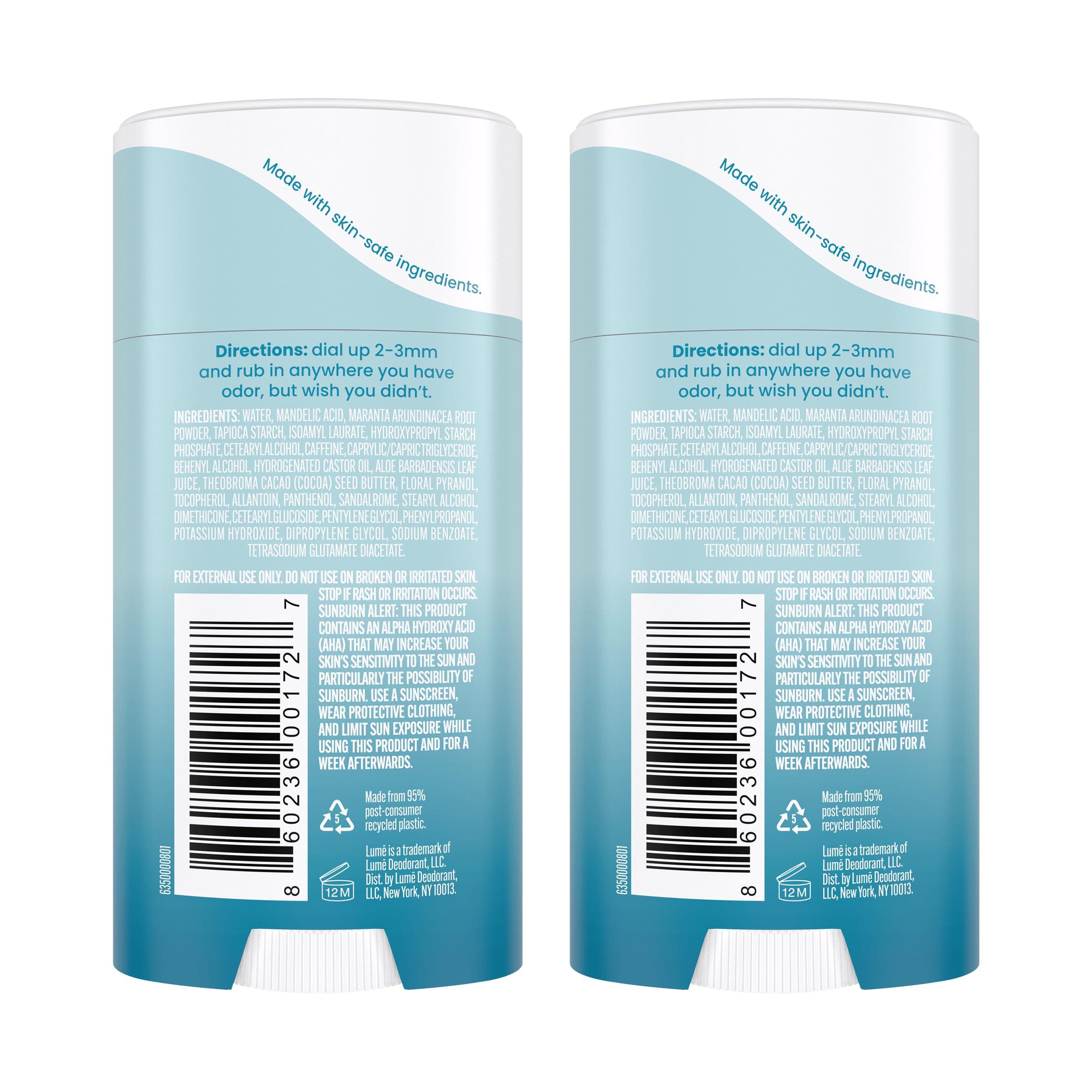 Lume Whole Body Deodorant - Invisible Cream Stick - 72 Hour Odor Control - Aluminum Free, Baking Soda Free, Skin Safe - 2.2 Ounce (Pack of 2) (Unscented) - Image 2