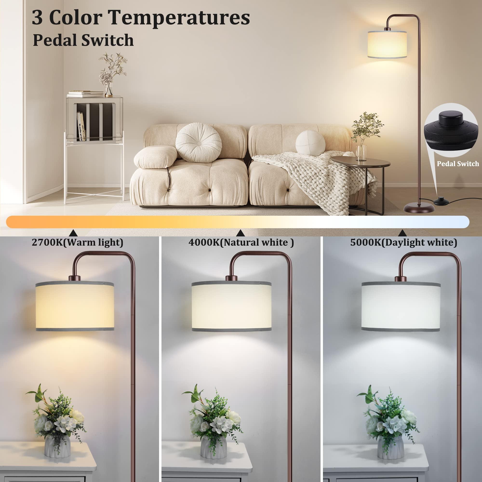 PARTPHONER LED Floor Lamp for Living Room, 3 Color Temperature, with Foot Switch, 9W Bulb Included, Oil Rubbed Bronze - Image 2