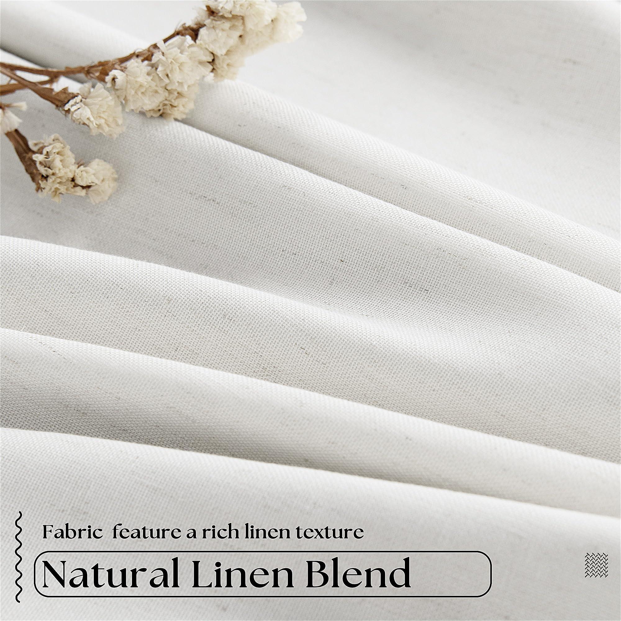 Off White Pinch Pleated 100% Blackout Curtains 102 Inches Long Linen Blend Window Curtains 102 Inch for Bedroom Living Room Darkening Thermal Insulated Back Tab Pinch Pleat Dual Layer Drapes Ivory - Image 6