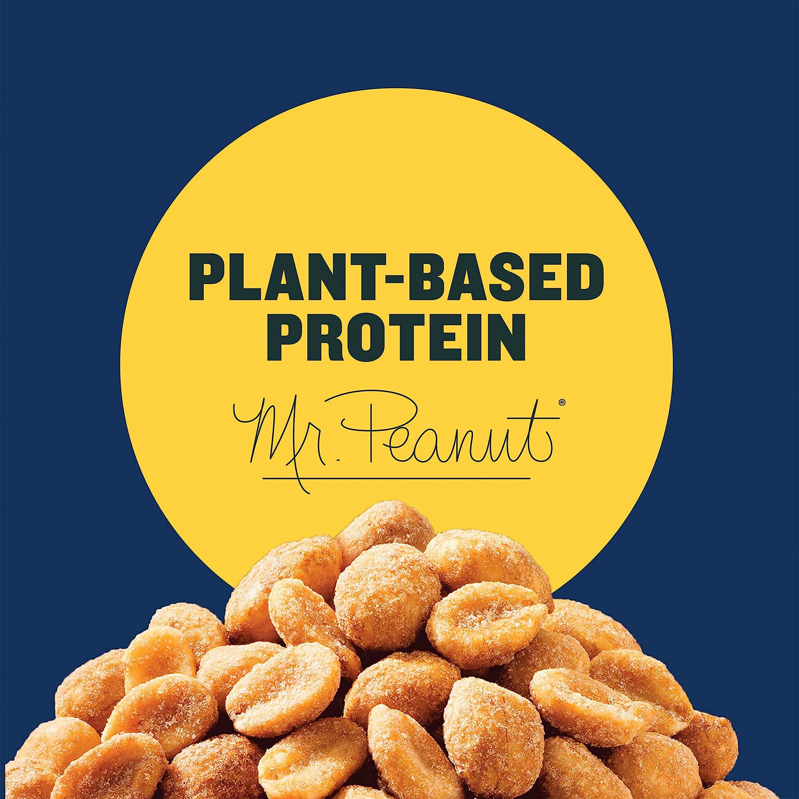 PLANTERS Honey Roasted Peanuts, Dry Roasted Peanuts, Party Snack, Plant-Based Protein, After School Snack, Sweet and Salty, Salted Nuts, Sea Salt & Honey, Snacks for Adults, Kosher, 16oz Jar - Image 3