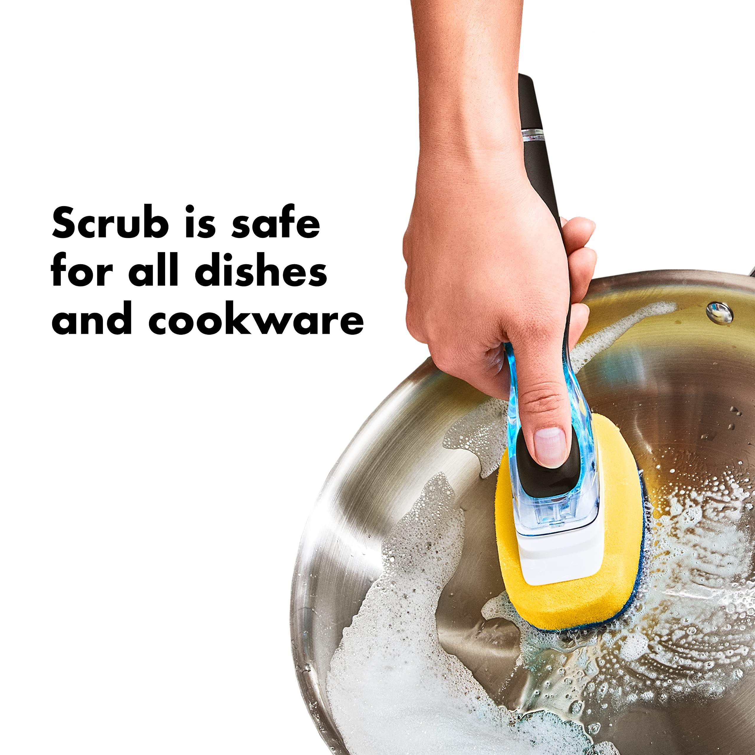 OXO NEW Good Grips Soap Dispensing Dish Scrub​, Yellow - Image 3