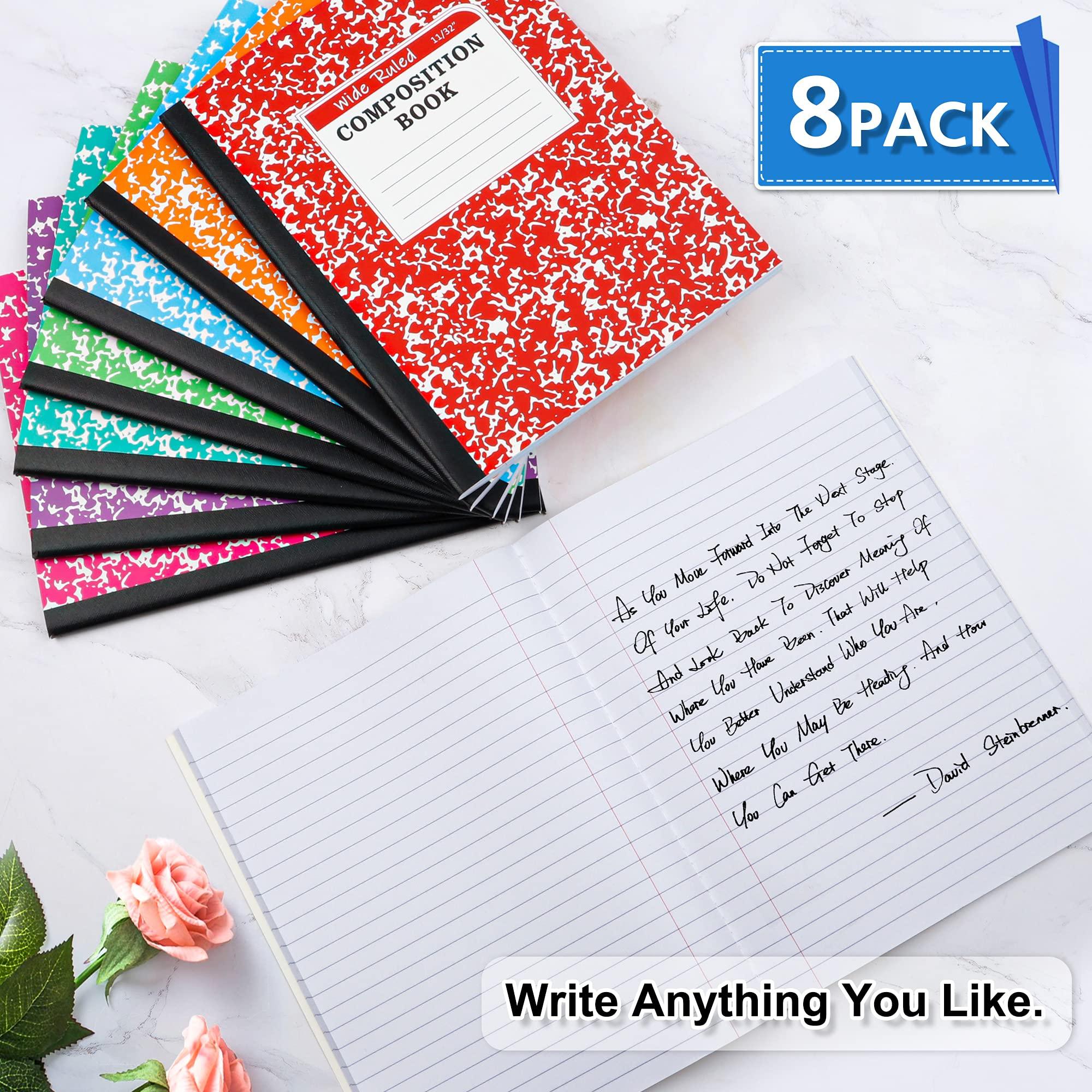feela Composition Notebook, 8 Pack 8 Pastel Colors Wide Ruled Composition Books Bulk, Marble Cover Notepad Lined Cute Journal Notebooks for School Supplies Notes Taking Writing, 9.75 X 7.5 in - Image 4