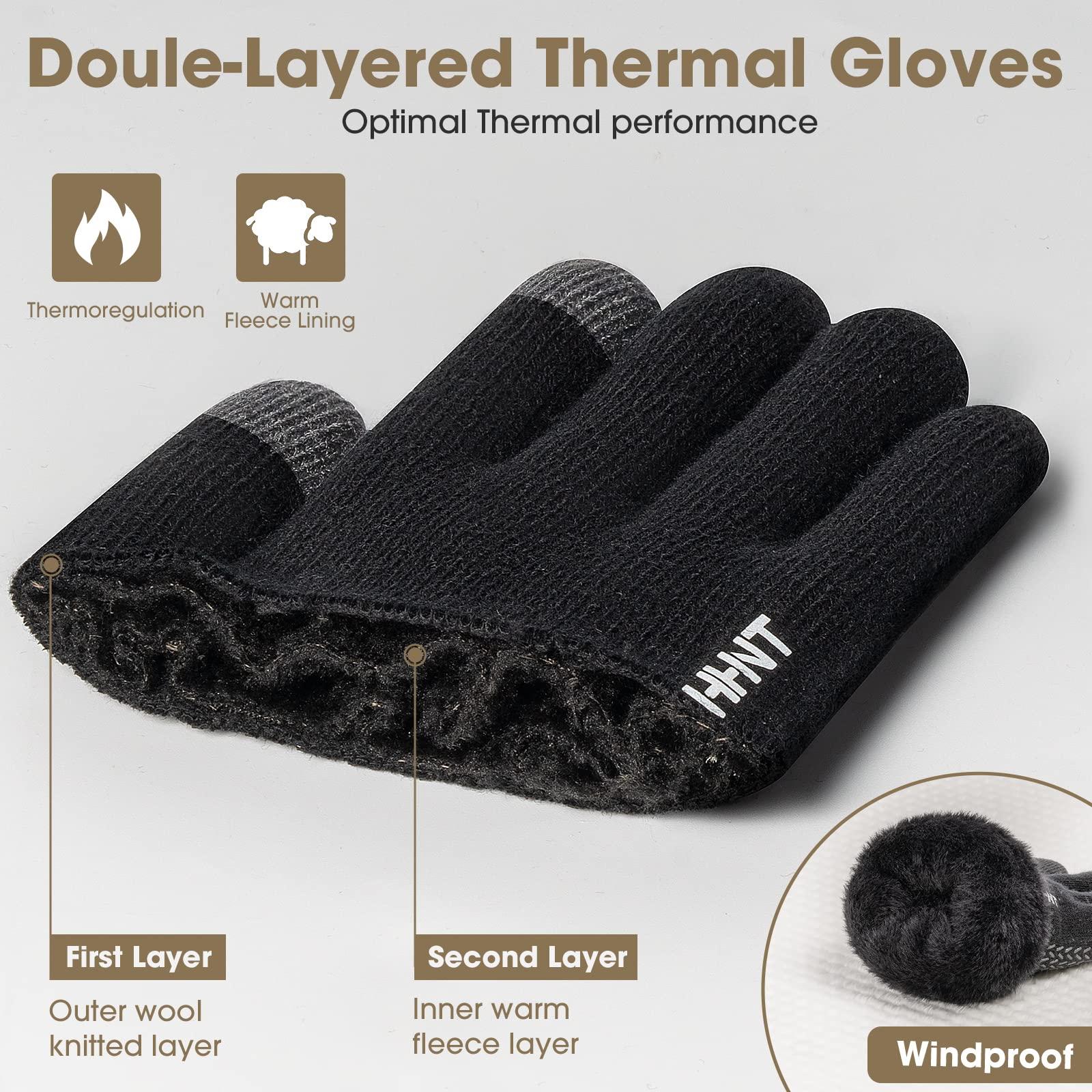 Rahhint Wool Winter Gloves Men Women Fleece lined Knit Gloves with Touchscreen Fingers Insulated Gloves Keep Hand Warm Gift - Image 3