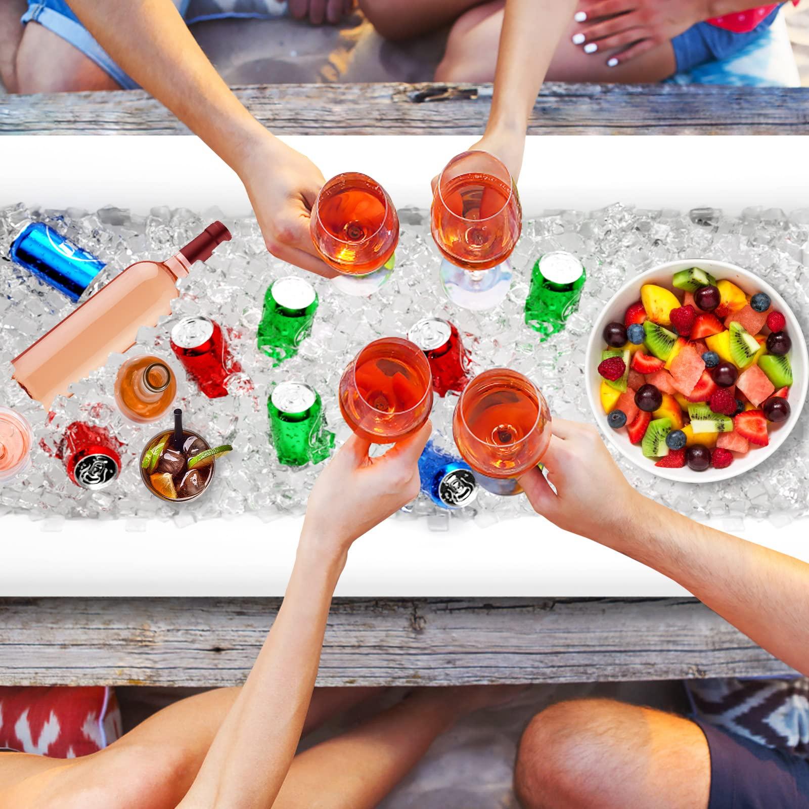 Jasonwell Inflatable Serving Bars Ice Buffet Salad Serving Trays Food Drink Holder Cooler Containers Indoor Outdoor BBQ Picnic Pool Party Supplies Luau Cooler w Drain Plug - Image 2